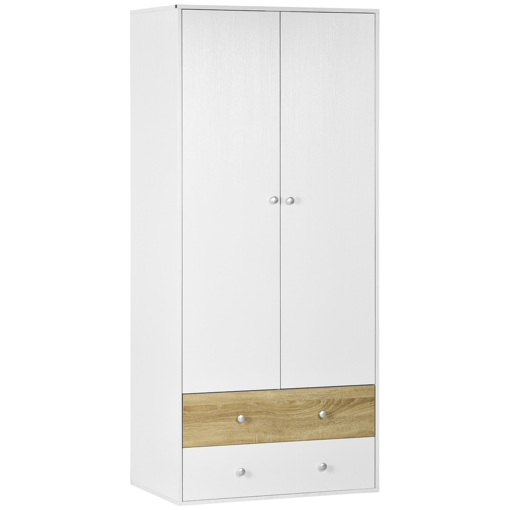 EPSWICK 2 Door Wardrobe with 2 Drawers White and Oak - 80cm