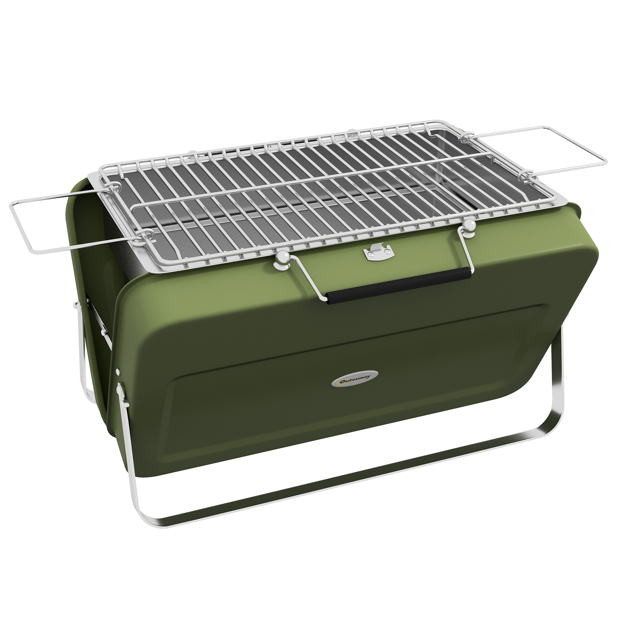 Foldable Suitcase Design Mini Charcoal Barbecue Grill BBQ, Green