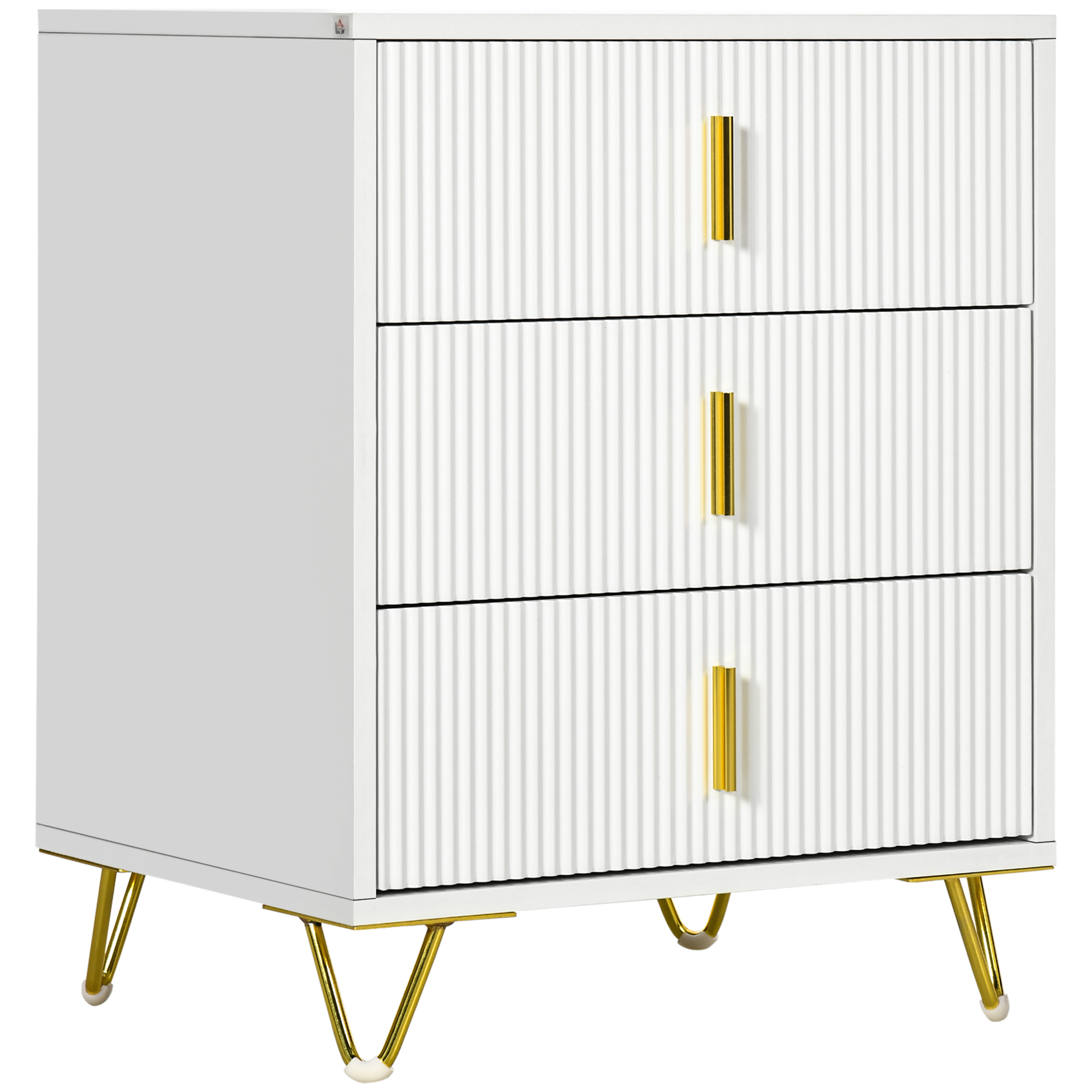 HERON I White Chest of Drawers - Small-sized, 3 Drawers