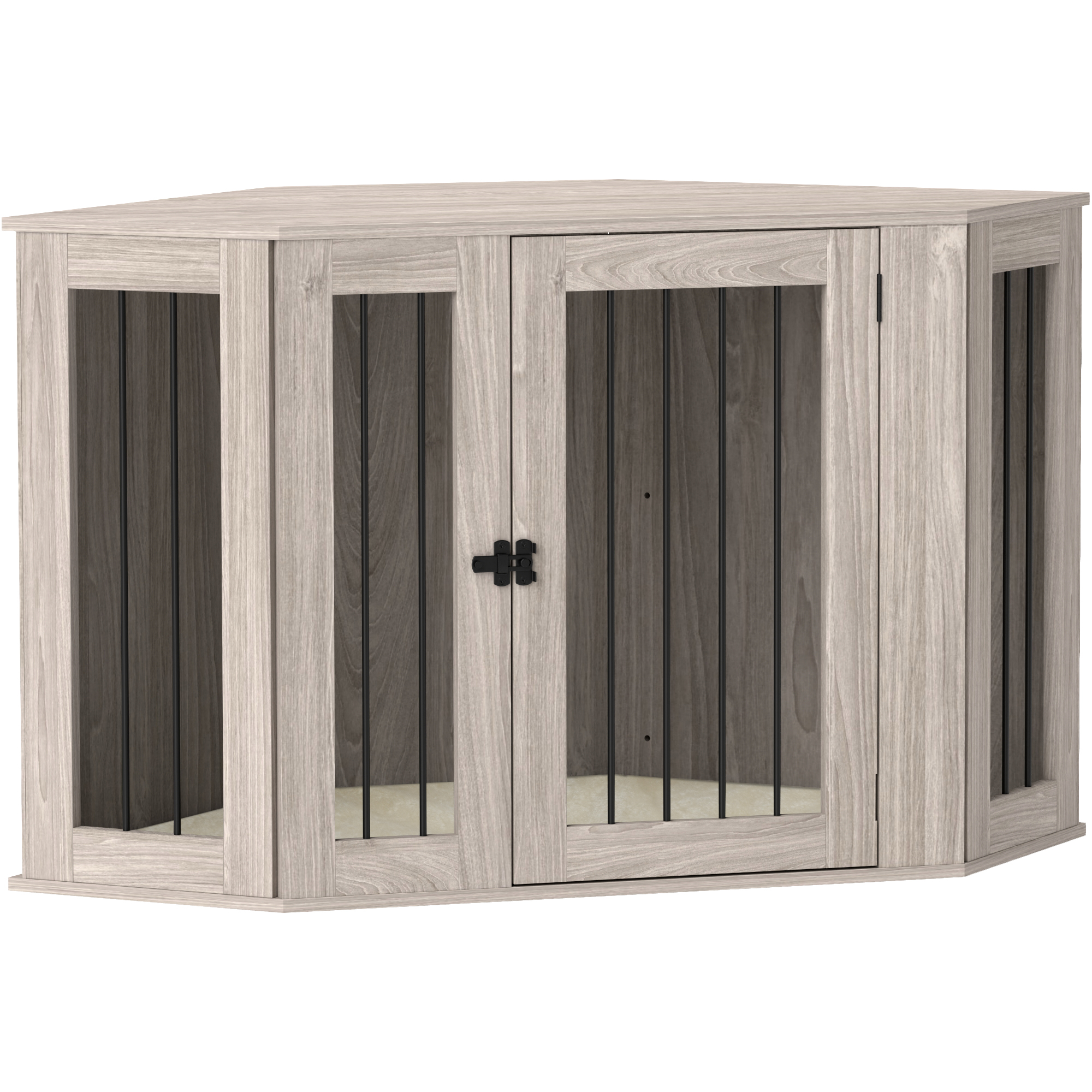Shelley 2 in 1 Dog Crate Furniture Side Table with Cushion 122 x 61 x 71cm - Walnut
