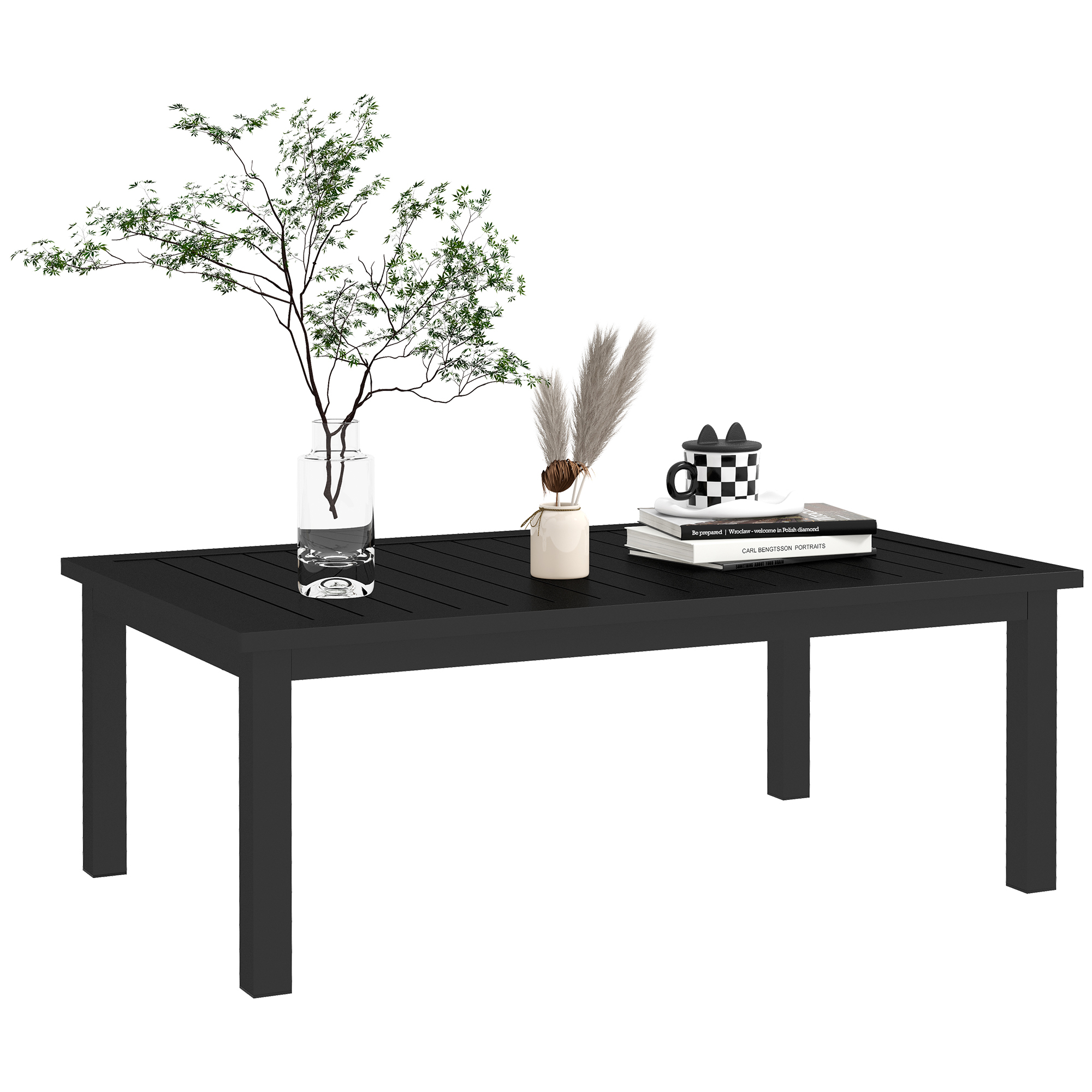 SUNVISTA 100cm x 60cm Aluminium Outdoor Coffee Table - Black