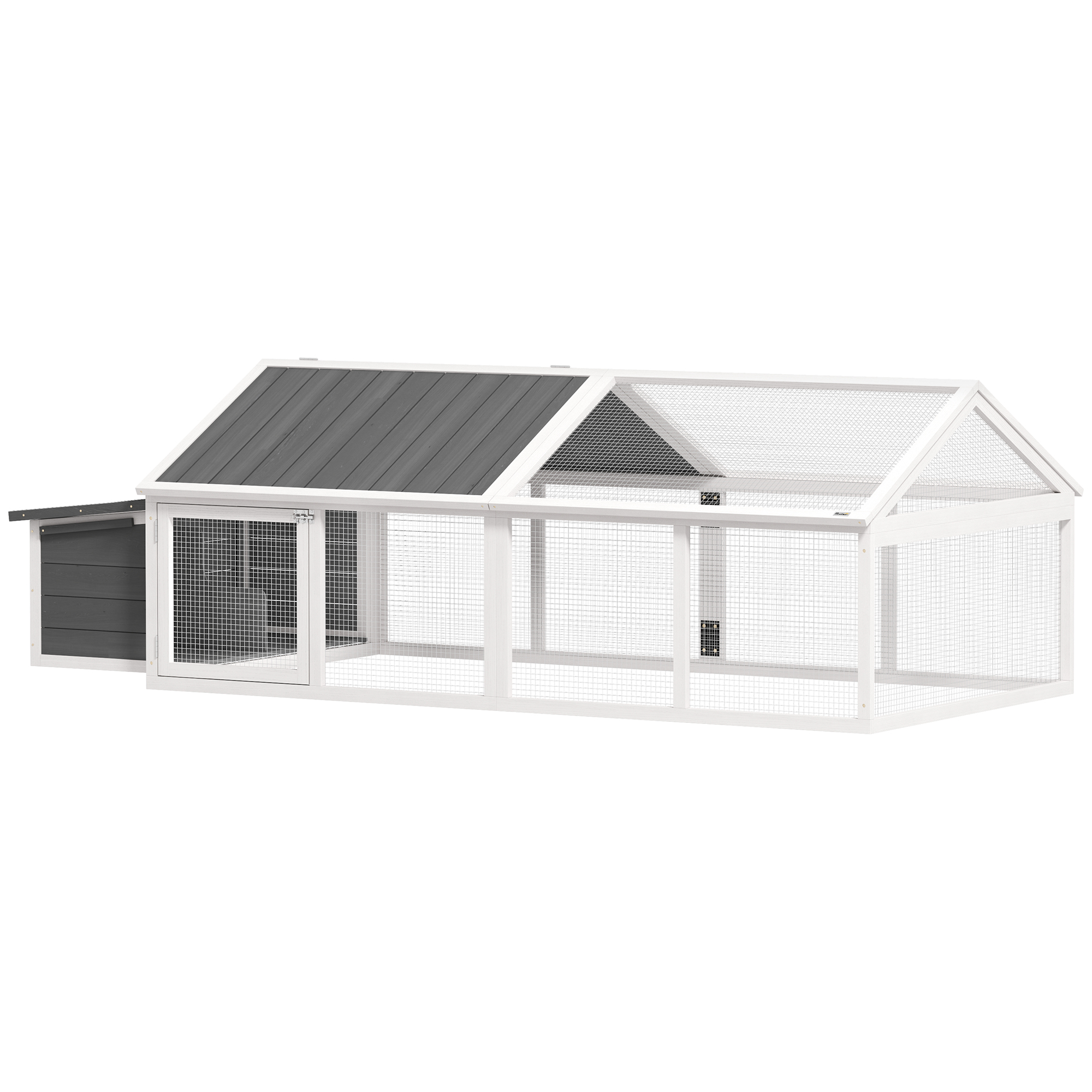 PAWSTER Wooden Chicken Coop with Nesting Box, Openable Roof, for 4-8 Chickens, White
