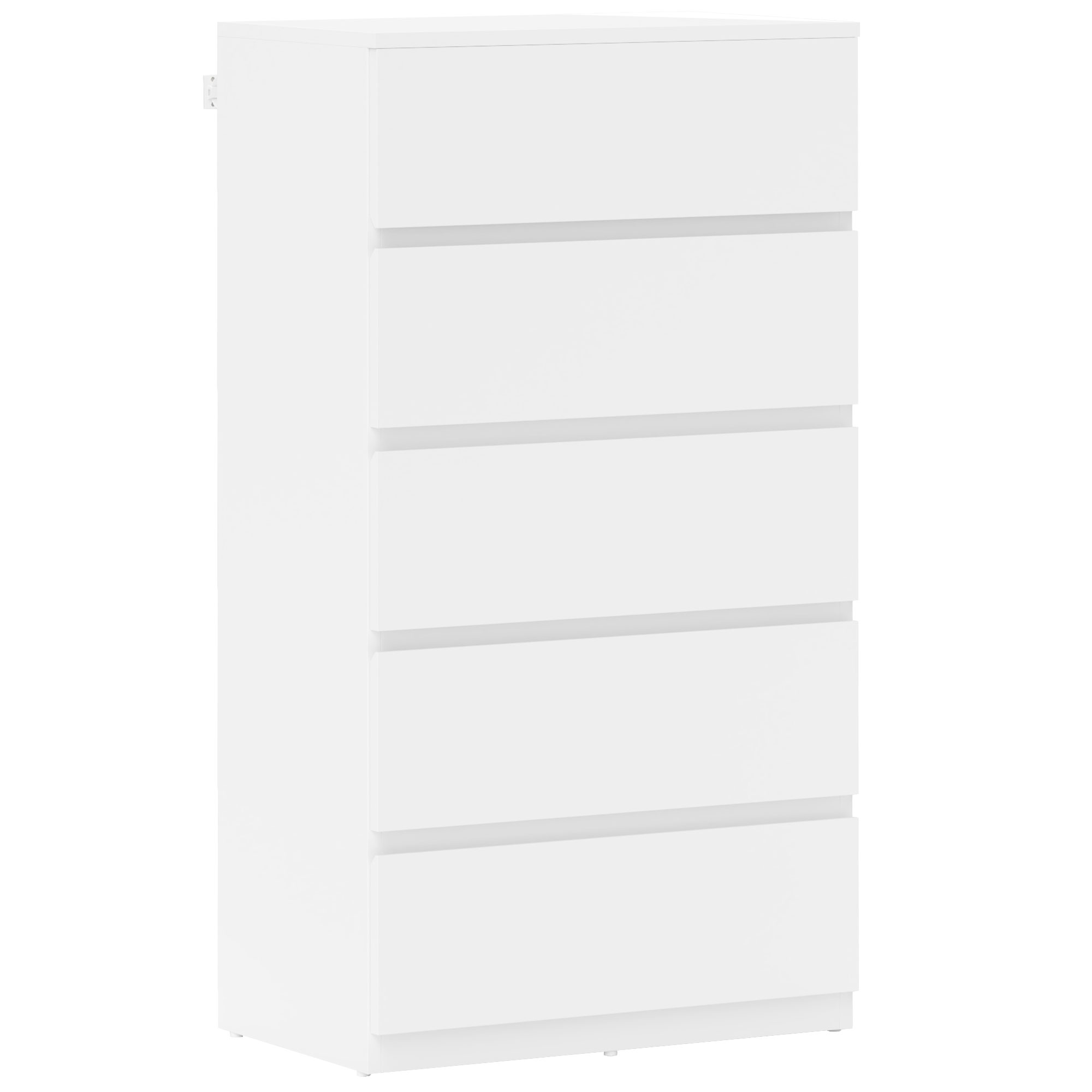 HERON White Chest of Drawers - Tallboy, Narrow-sized, 5 Drawers