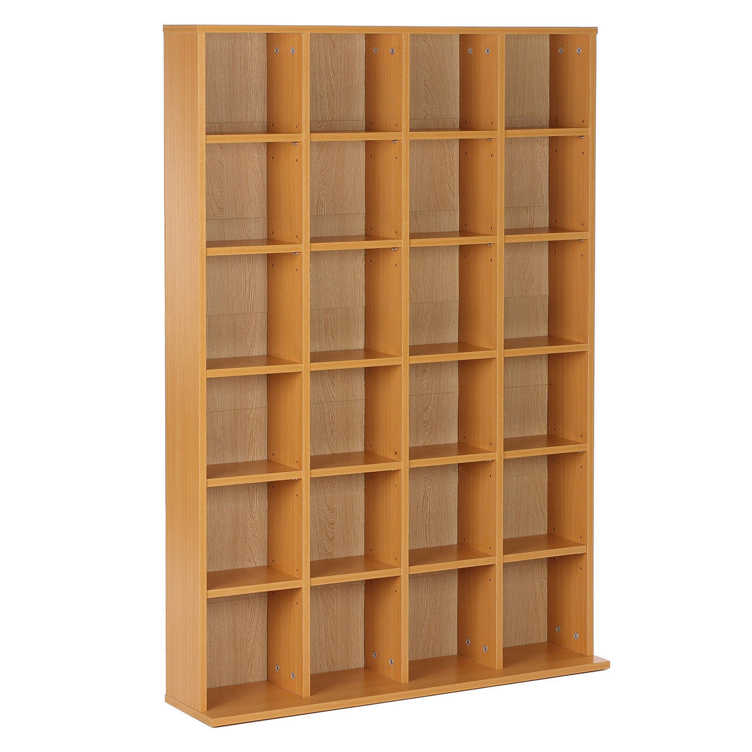 480 CD / 312 DVD Storage Shelf Rack Media Storage Unit Shelves Racks Wooden Bookcase Display Unit with 4 Adjustable Shelves Wood