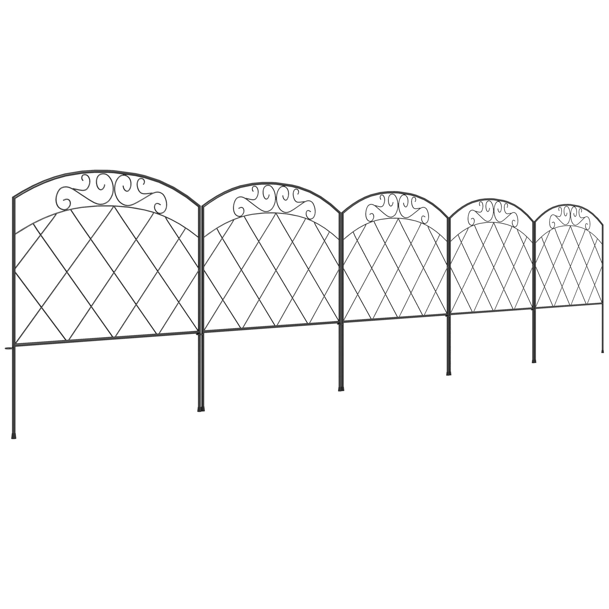 SUNVISTA 3m Decorative Metal Garden Fence - Diamond and Swirl Pattern