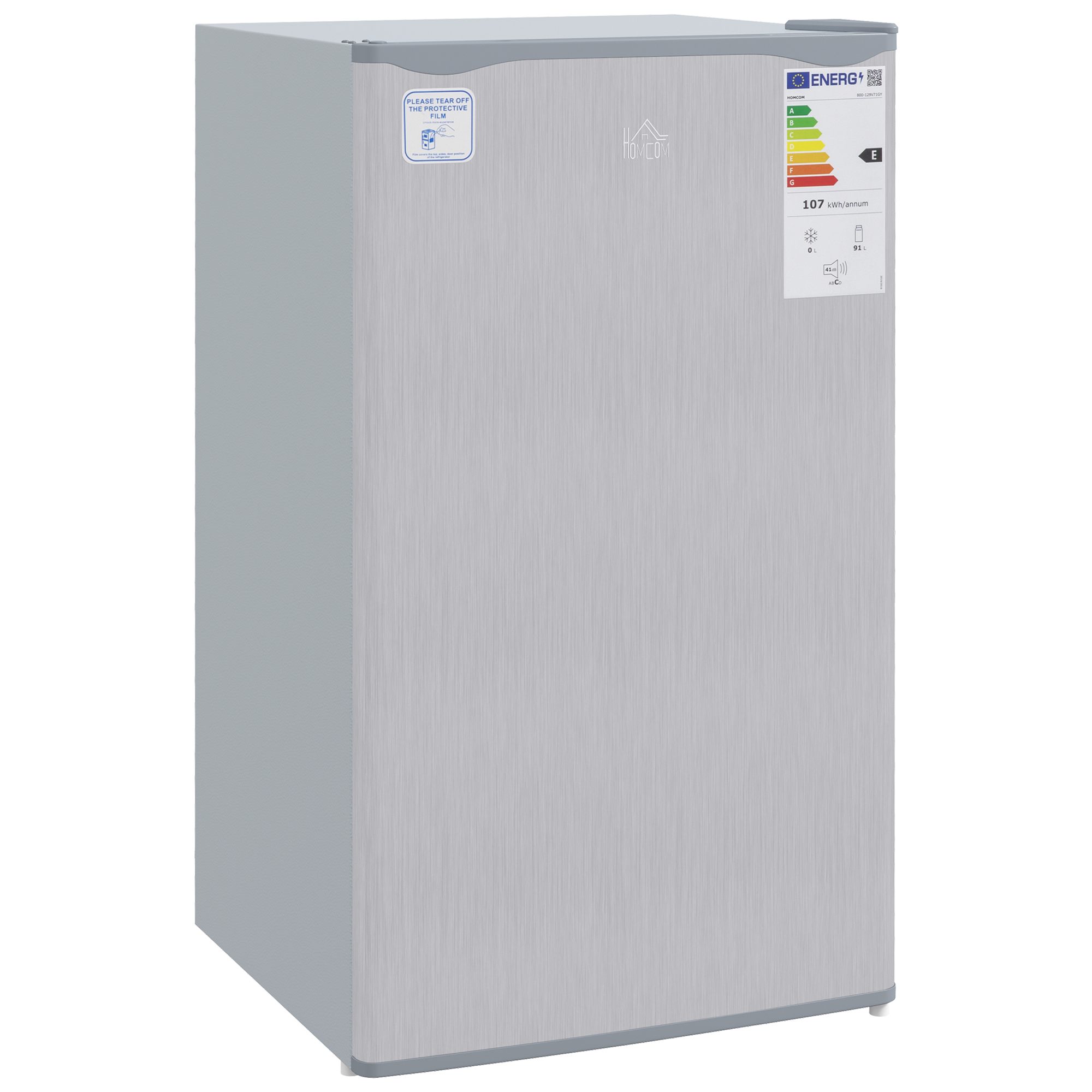 91 Litre Freestanding Under Counter Fridge Freezer with Chiller Box, Reversible Door, Adjustable Thermostat, 47.5cm Wide, Noise Level: Decibels 40, 