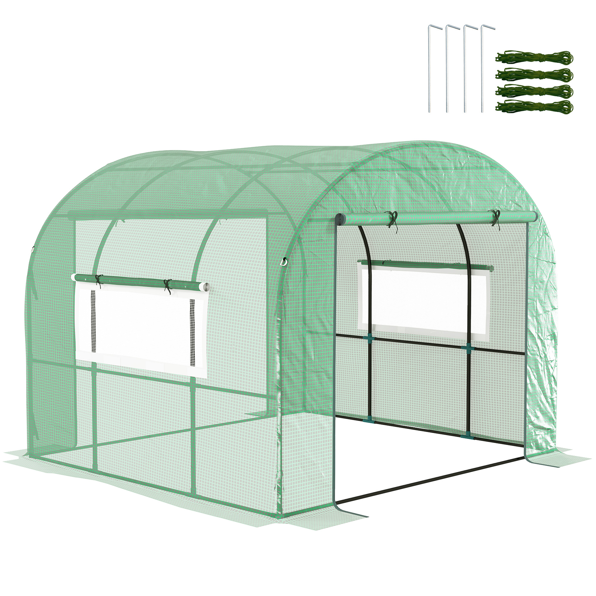 SUNVISTA 300 x 300cm Walk-In Polytunnel Greenhouse - Green