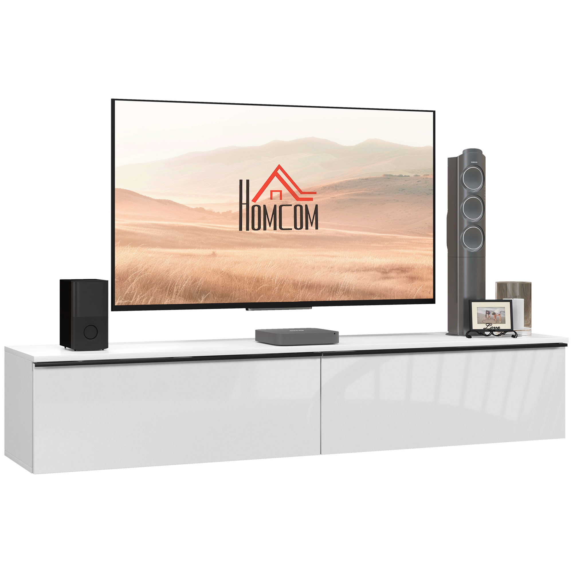 Scott 160cm High Gloss Floating TV Unit Stand - White