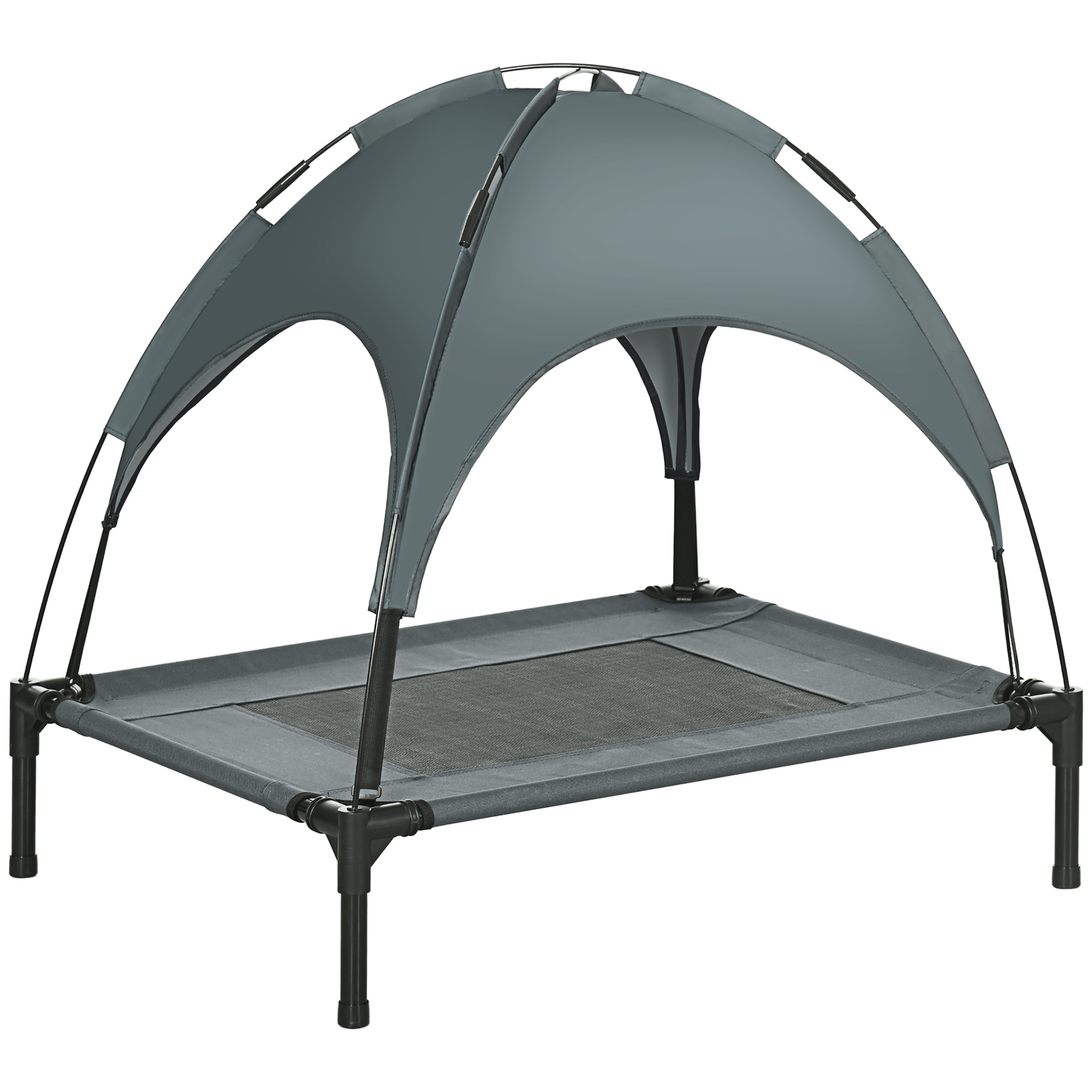76 cm Elevated Portable Dog Cot Cooling Pet Bed with UV Protection Canopy Shade