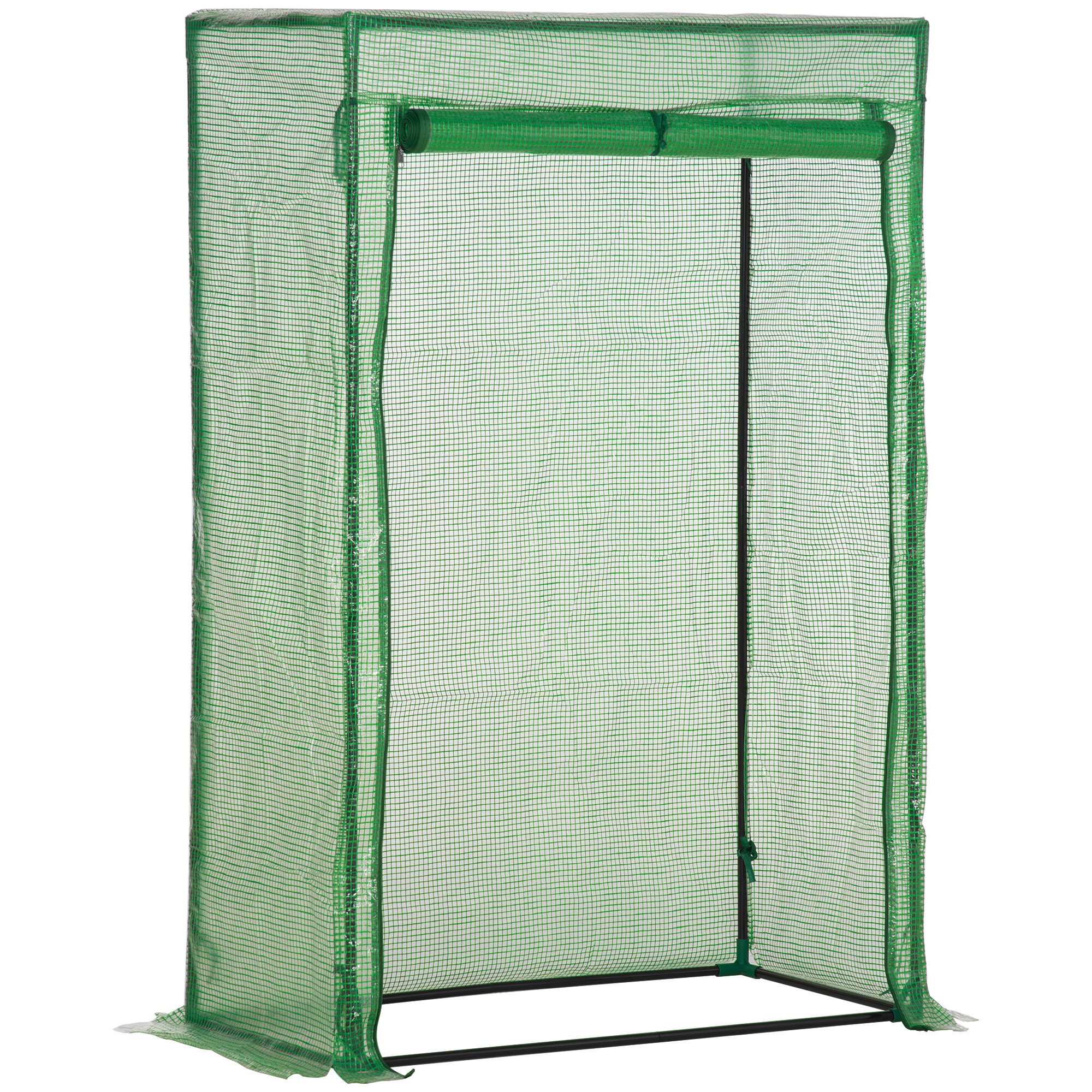 100 x 50 x 150cm Greenhouse Steel Frame PE Cover with Roll-up Door Outdoor for Backyard, Balcony, Garden, Green