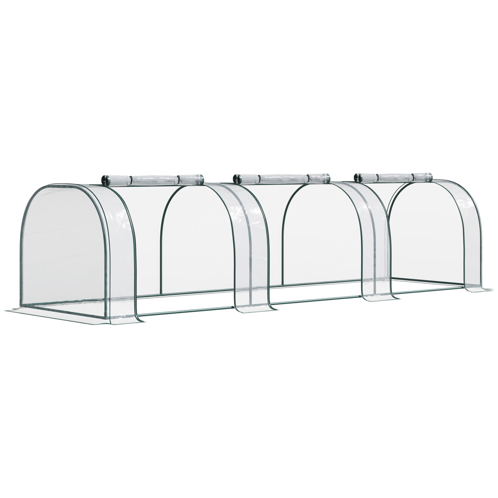 PVC Tunnel Greenhouse Plant Grow House Steel Frame for Garden Backyard with Zipper Doors, 350Lx100Wx80H cm, Transparent