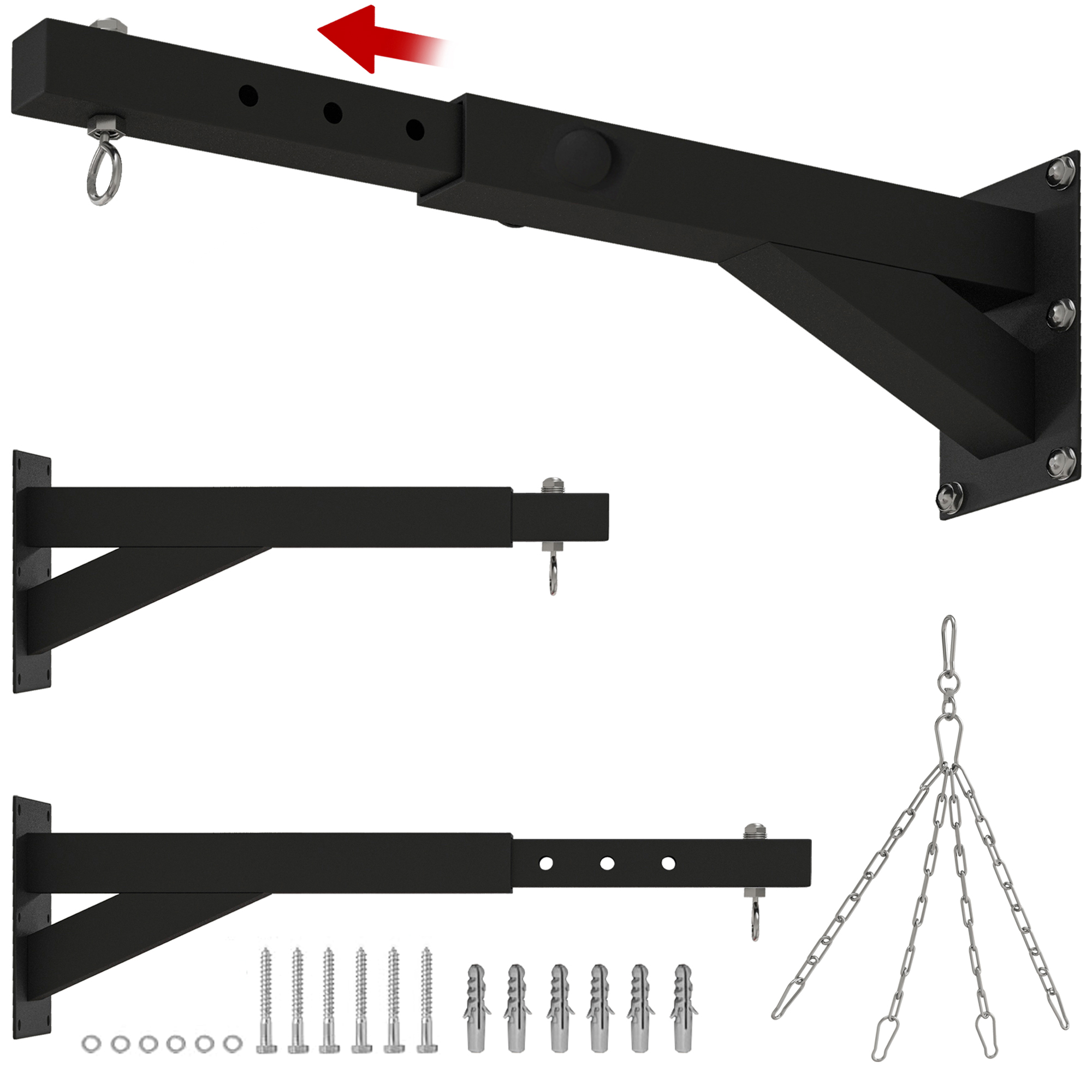 McAlpin Adjustable Punch Bag Wall Bracket for Kickboxing and Muay Thai - Black