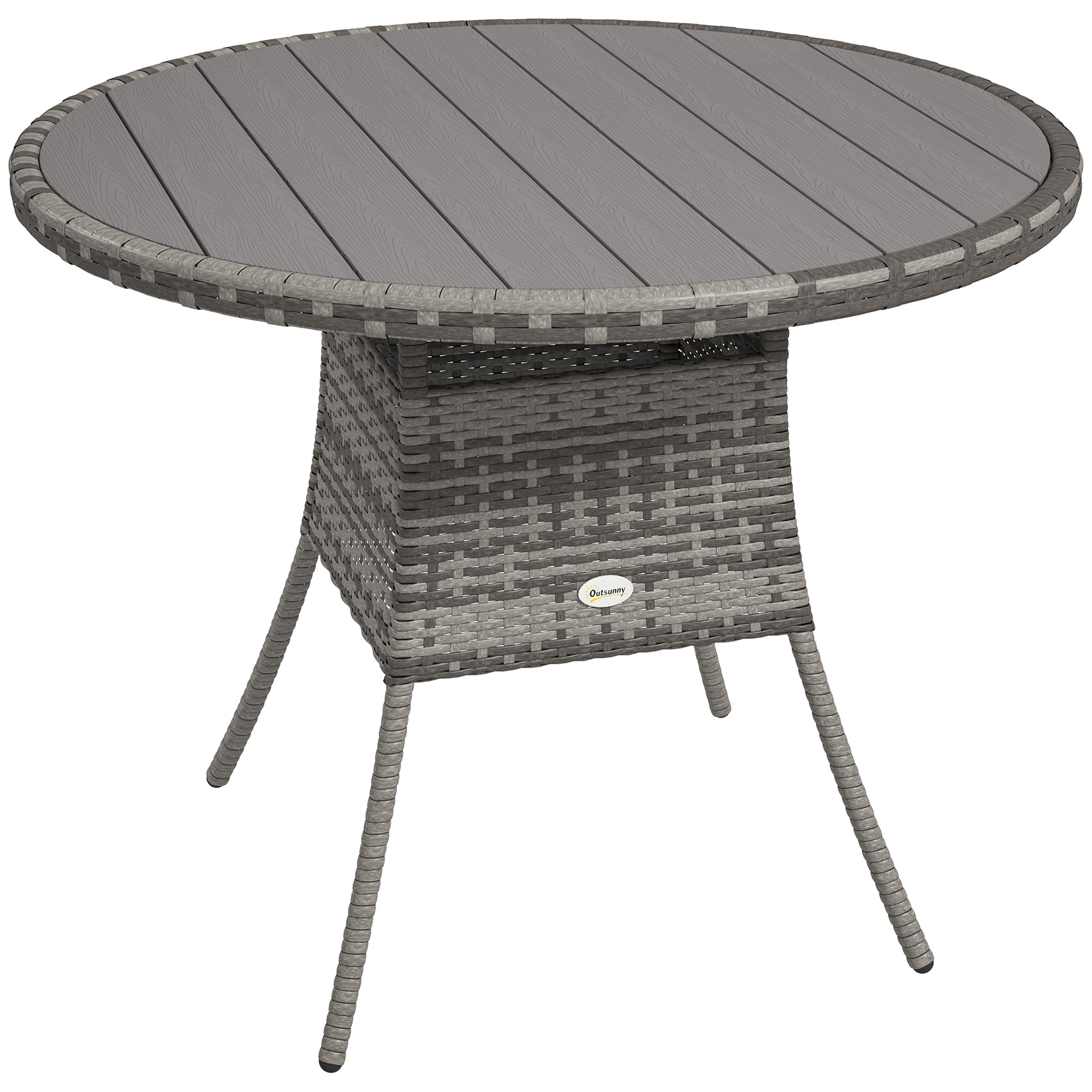 SUNVISTA 90cm Four-Person Wood-Effect Rattan Table - Grey