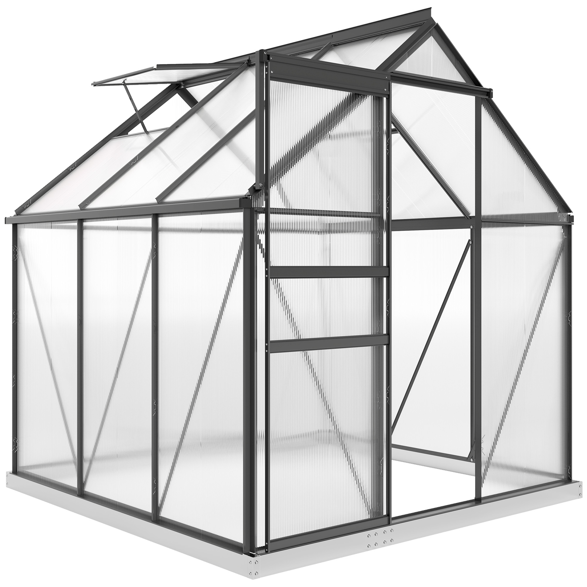 SUNVISTA 190 x 190cm Walk-In Polycarbonate Greenhouse - Grey