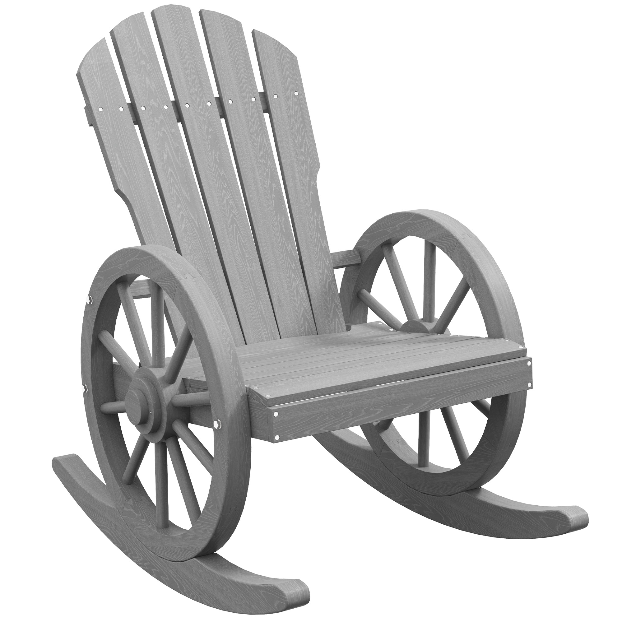 SUNVISTA Wooden Adirondack Rocking Chair Reclining Armchair Outdoor Garden Furniture Patio Porch Rocker - Grey