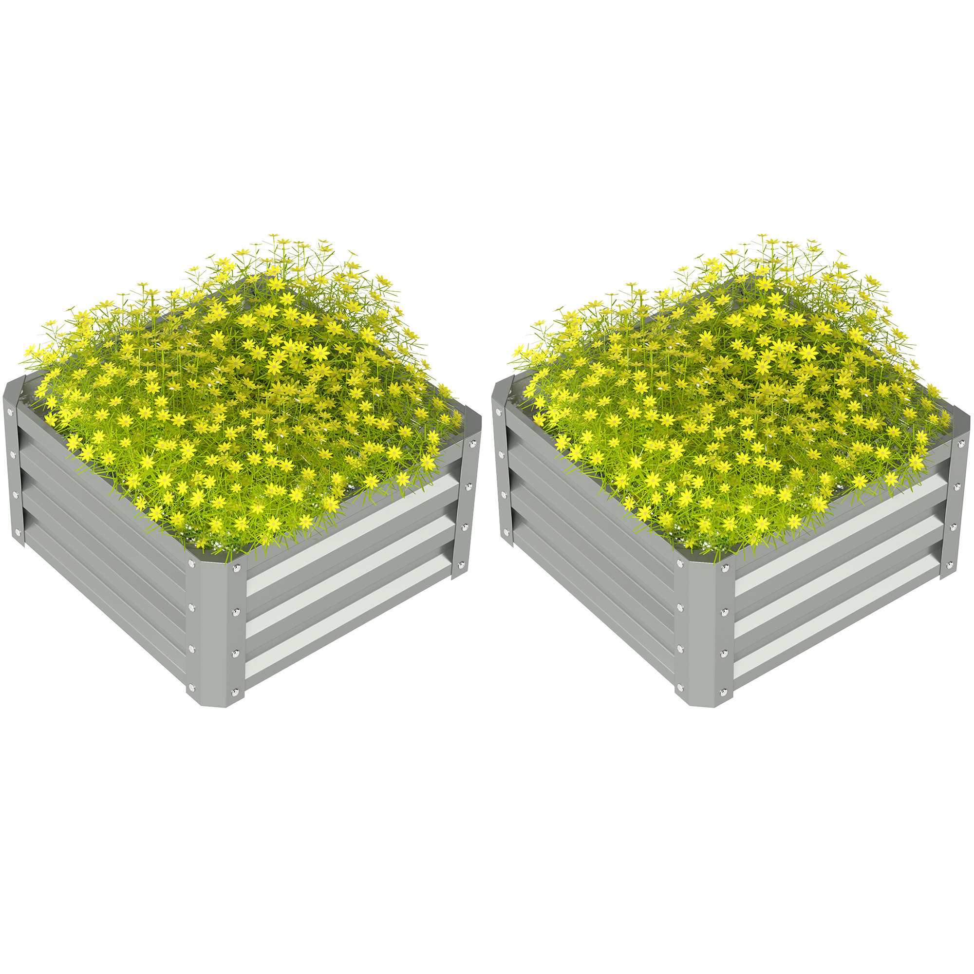 SUNVISTA Set of Two 60 x 60cm Steel Planter Boxes - Light Grey