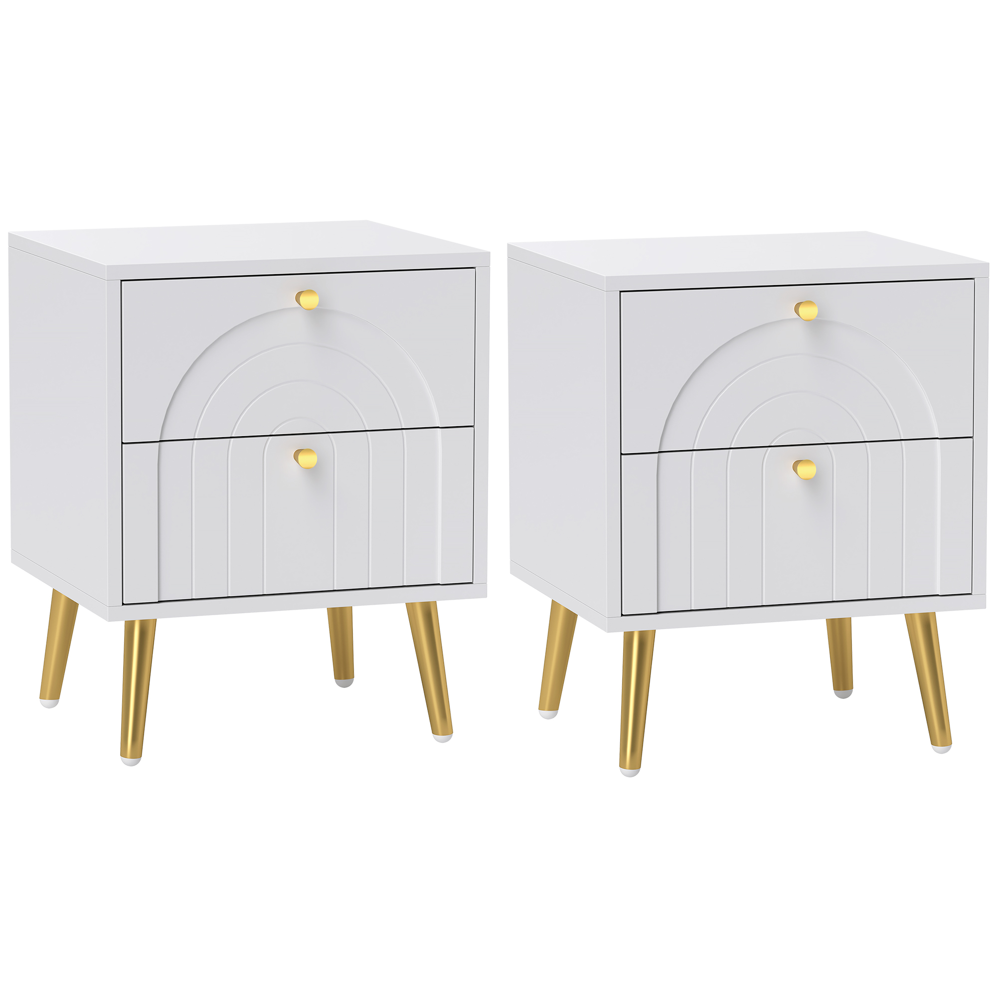 HERON 2-Drawer Bedside Table Set of 2 - White