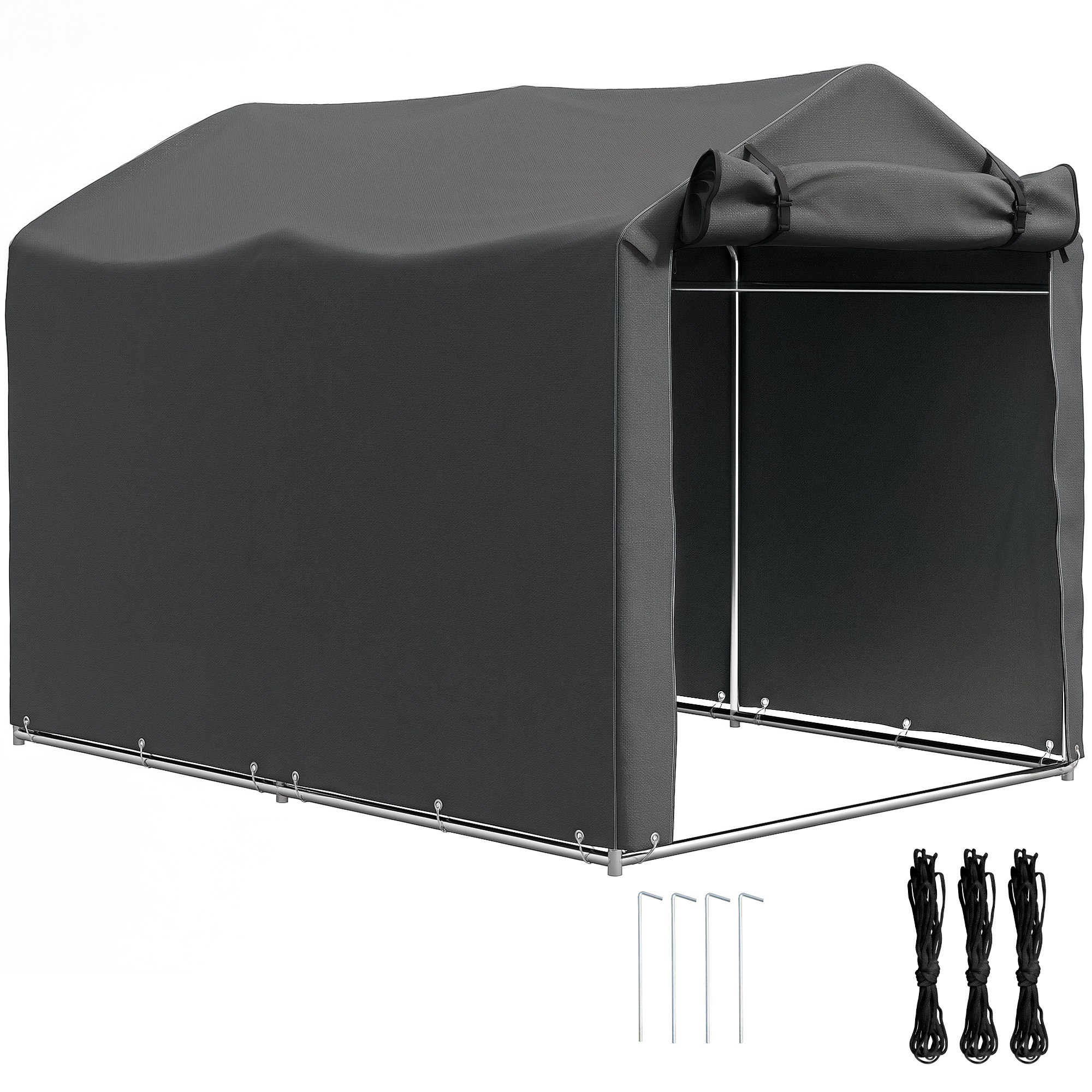 SUNVISTA Outdoor Storage Tent 2.2x1.6m, Waterproof Bike Shelter with Zipper Door & UV Protection - Dark Grey