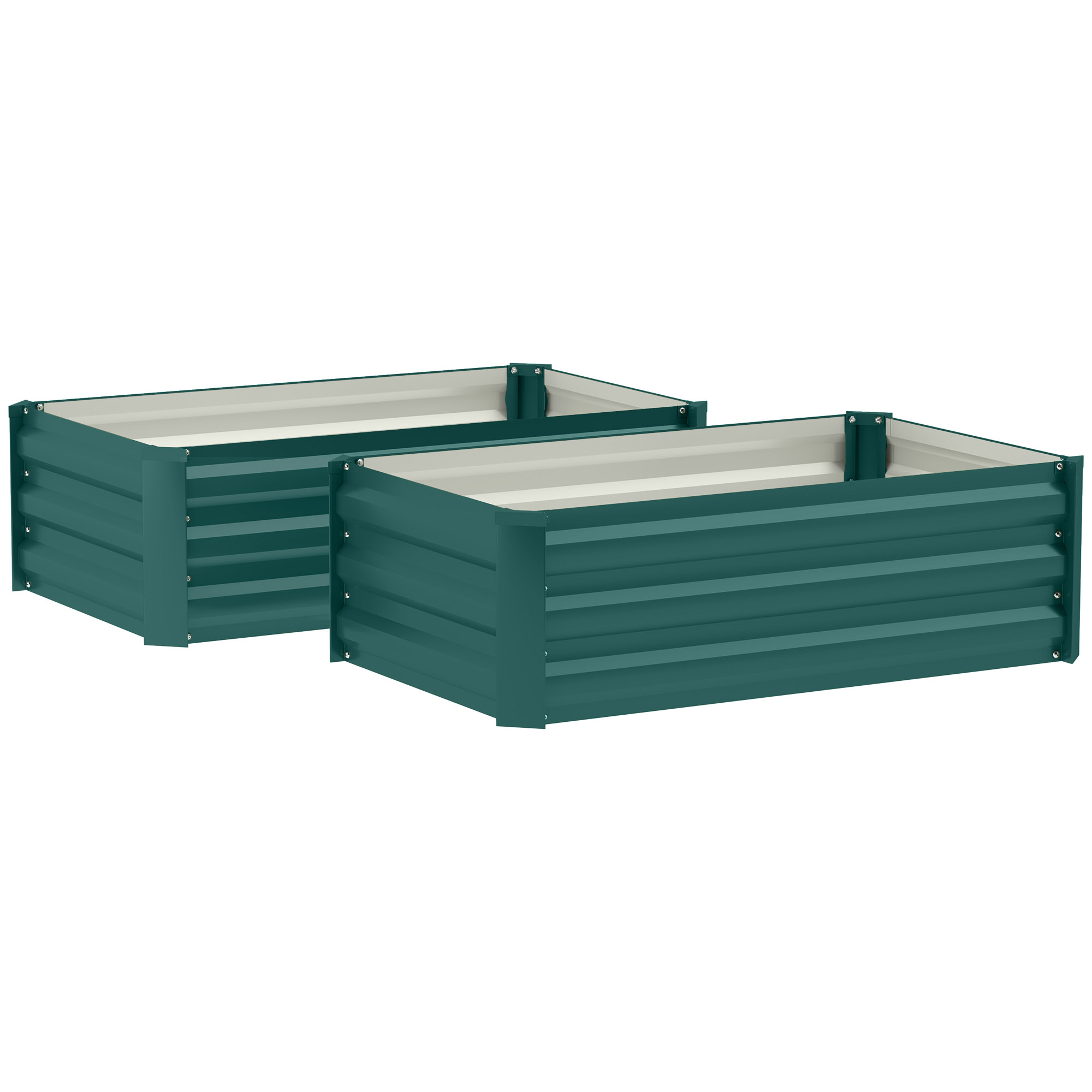 SUNVISTA Set of Two 60 x 100cm Galvanised Steel Planters, Green