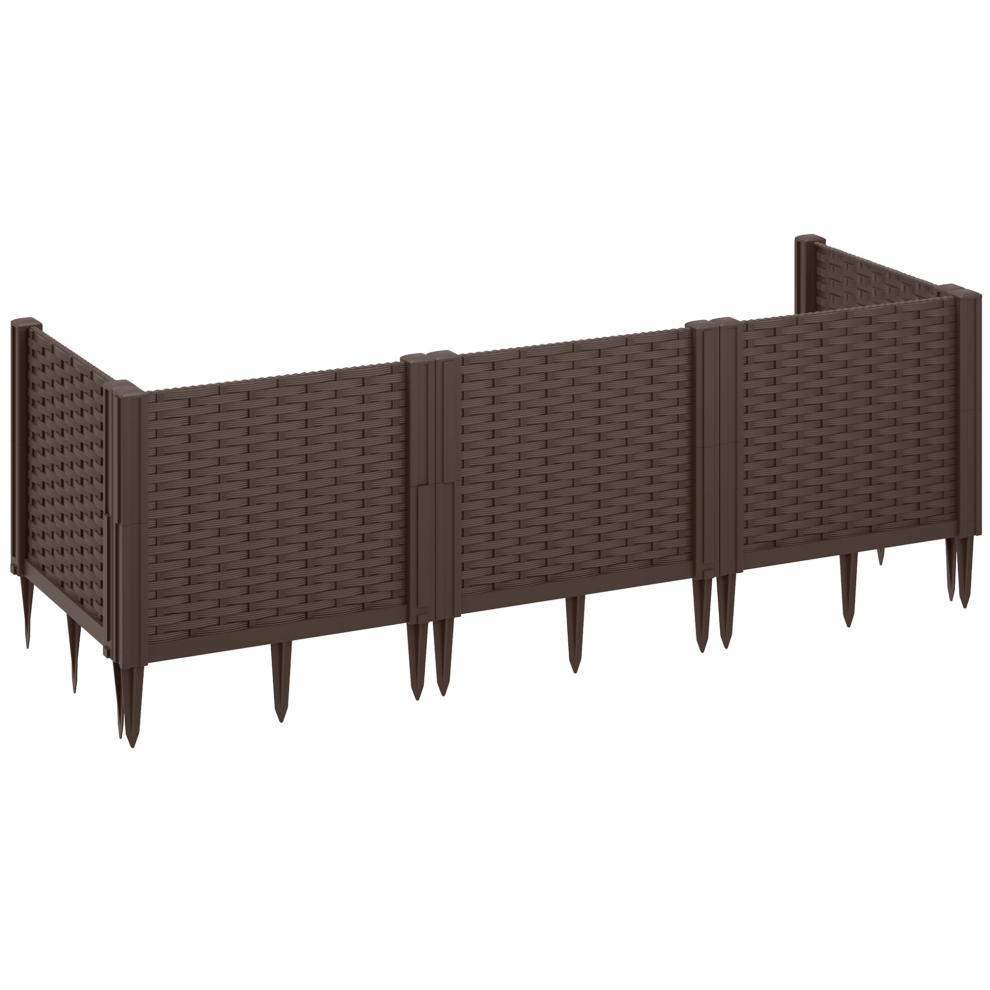 SUNVISTA Plastic Raised Garden Bed, Modular Planter Box Kit, Garden Fence Edging Border for Flowers, Vegetables, Herbs, Brown