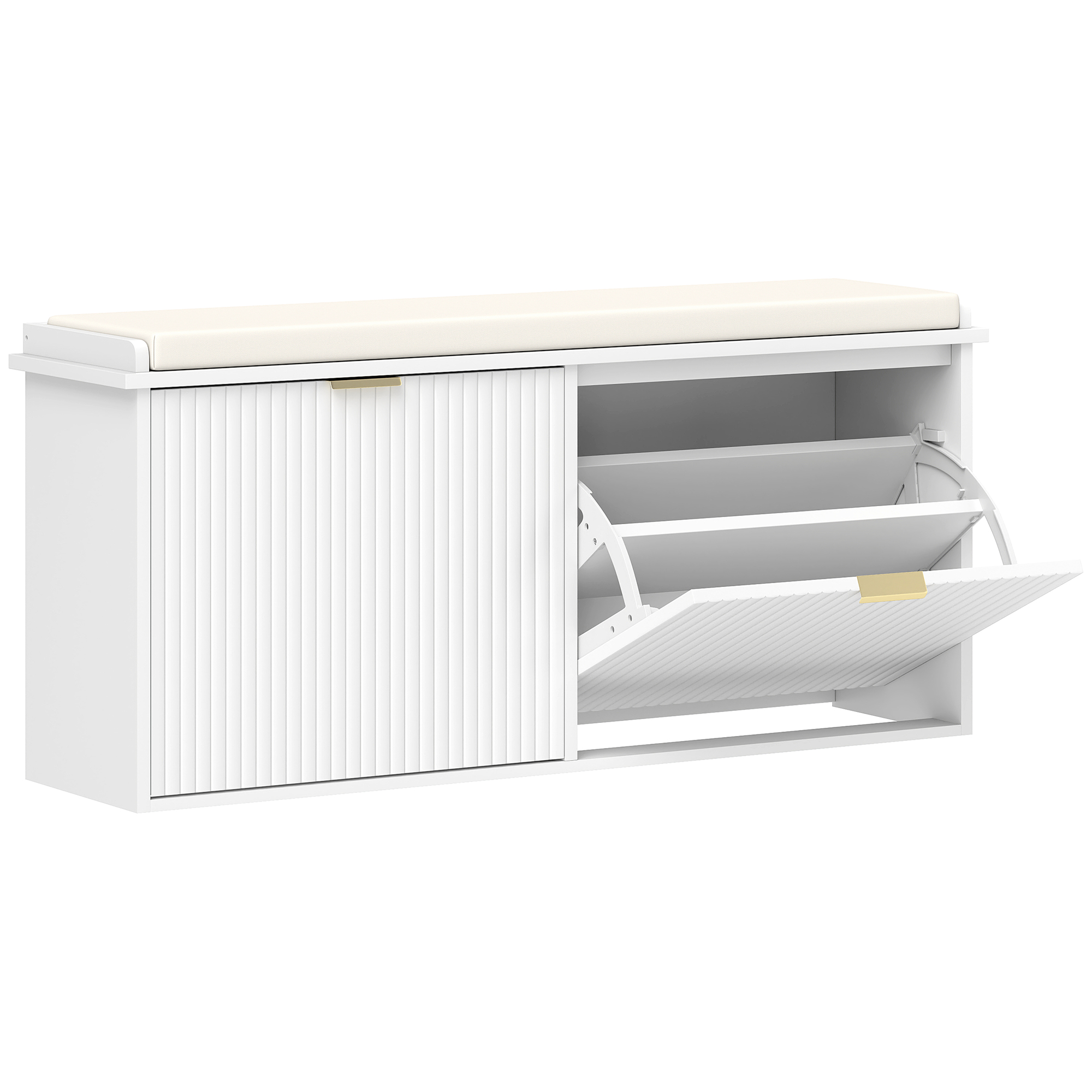 KELVIN 10 Pair Medium Shoe Bench Cabinet White