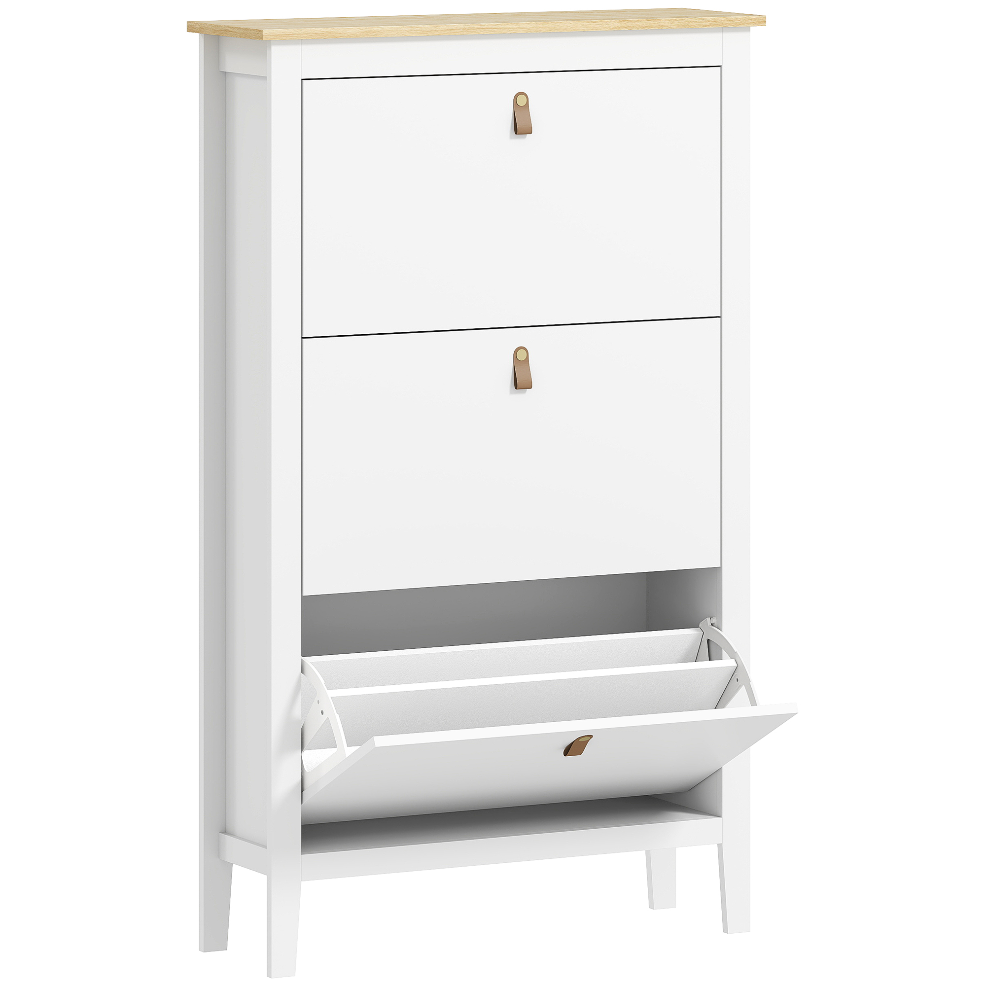 ZABIST 3 Drawers Large Shoe Cabinet White