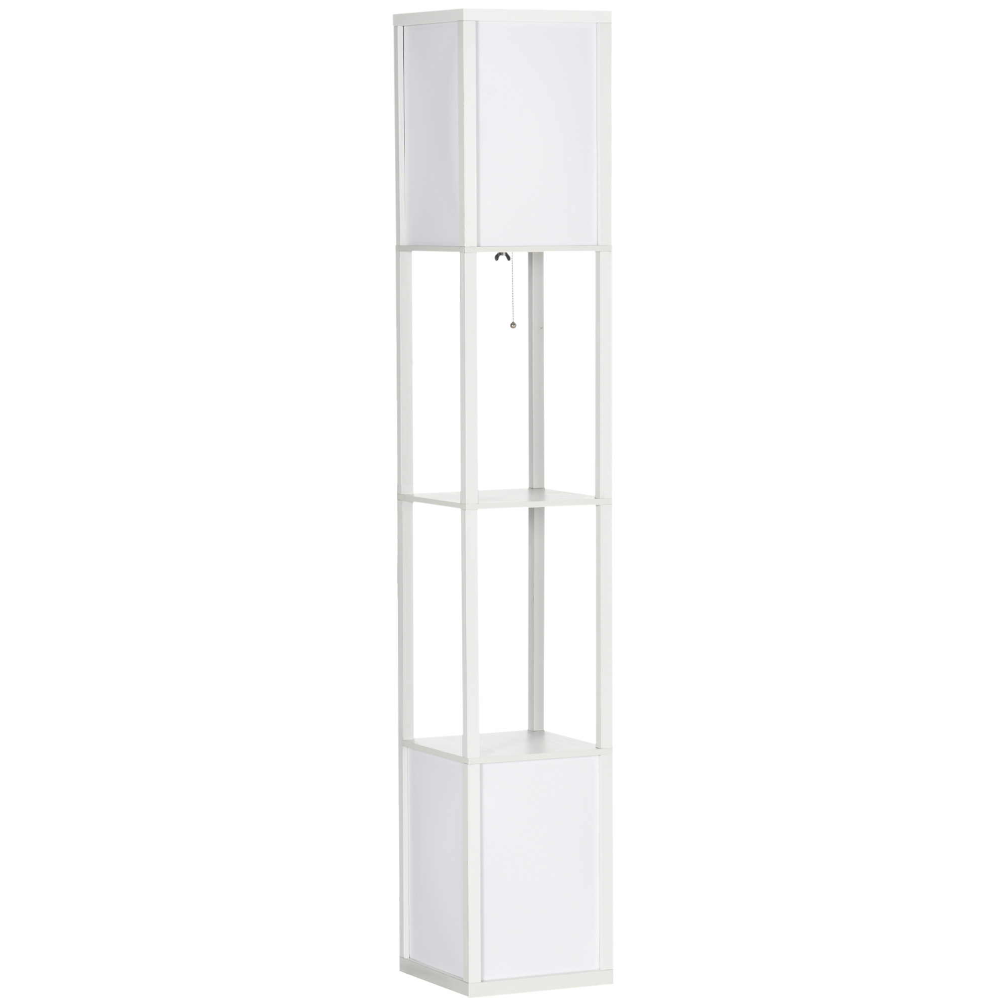 Modern Shelf Floor Lamp with Dual Ambient Light, Standing Lamp Living Room, Bedroom, 156cm, White