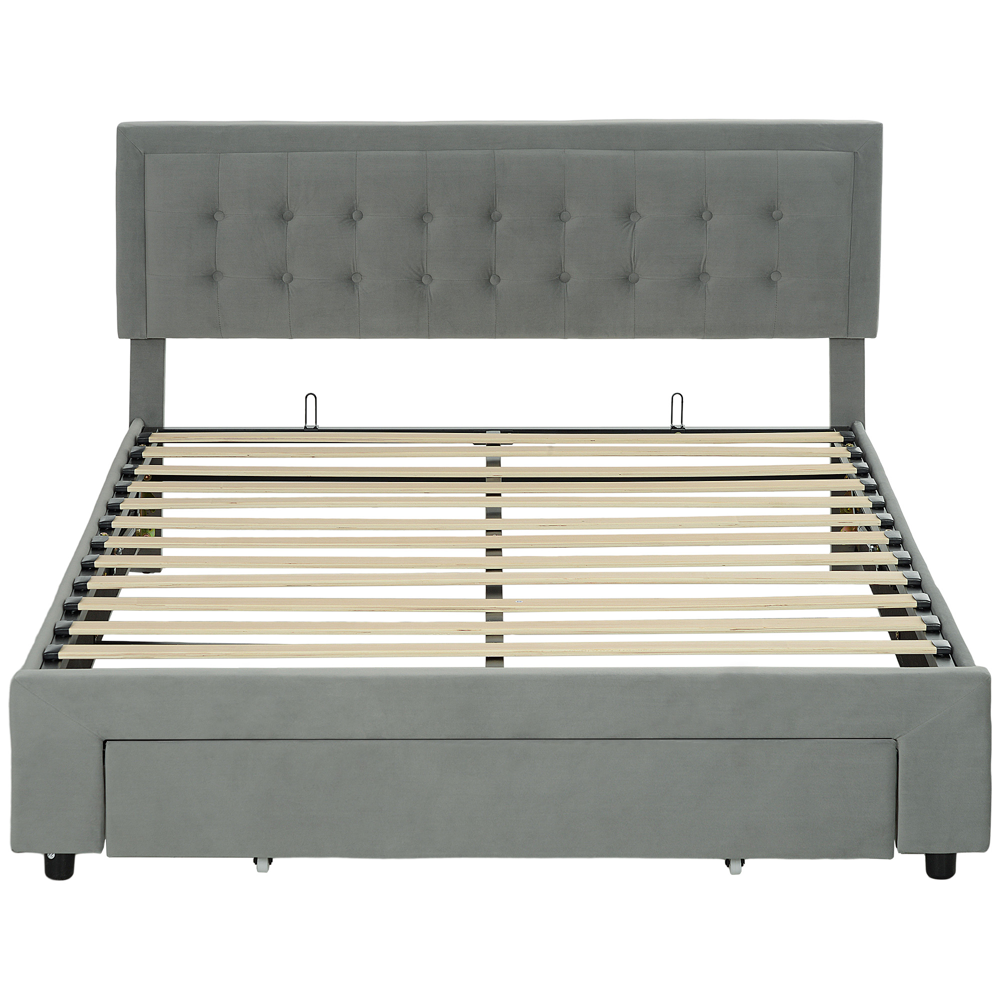 Scott King Size Ottoman Bed Frame with Front Drawer - Grey
