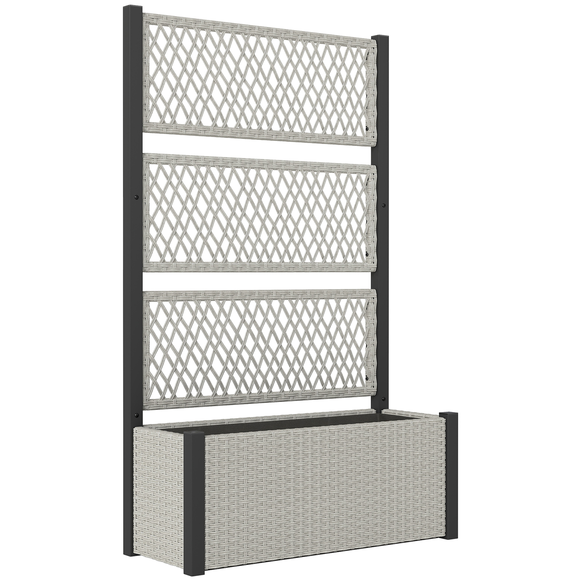 SUNVISTA Garden Planter Box with Trellis, Liner for Climbing Plants, Vegetables, Flowers, 90 x 35 x 148 cm, Mixed-grey