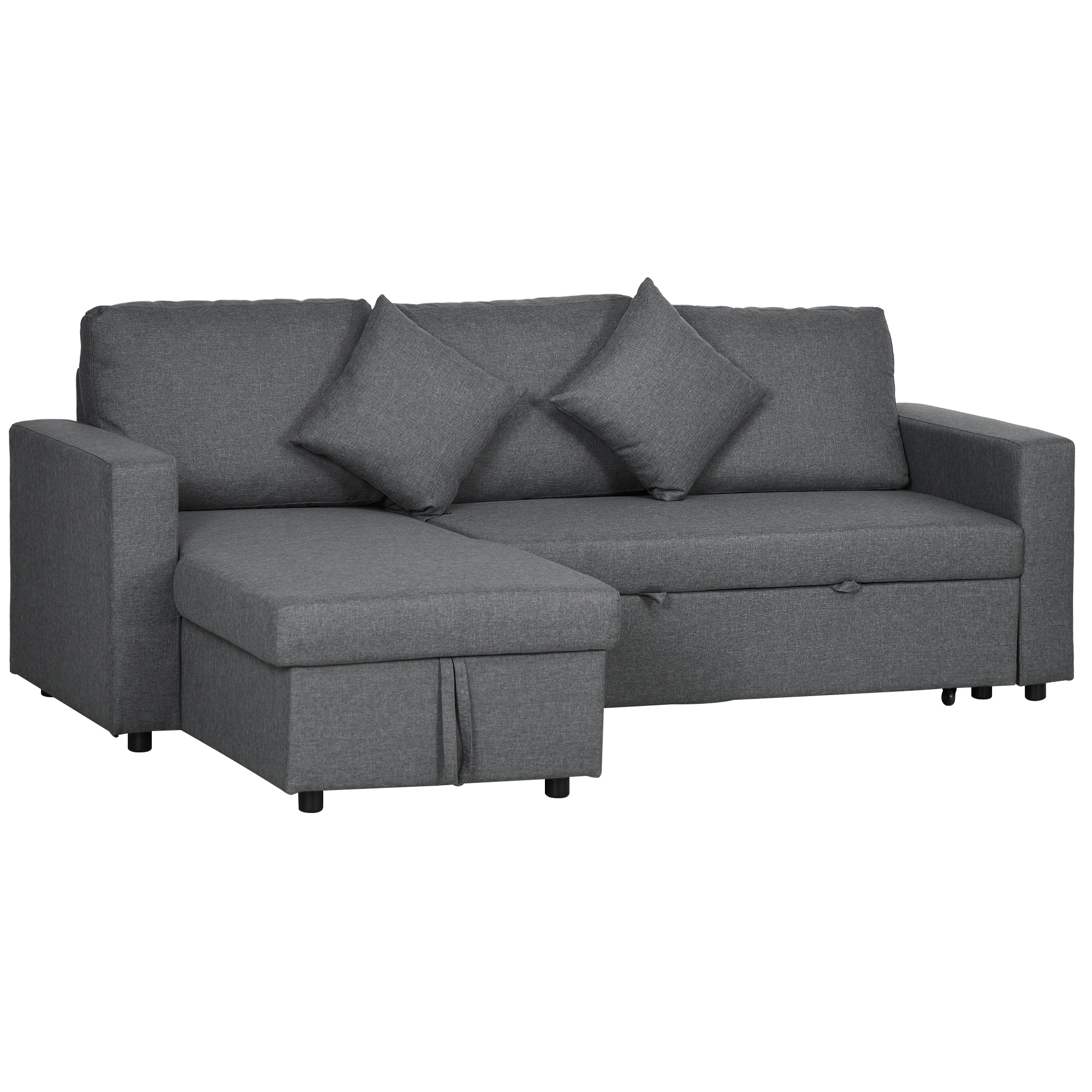 Scott Corner Sofa Bed with Storage - Dark Grey