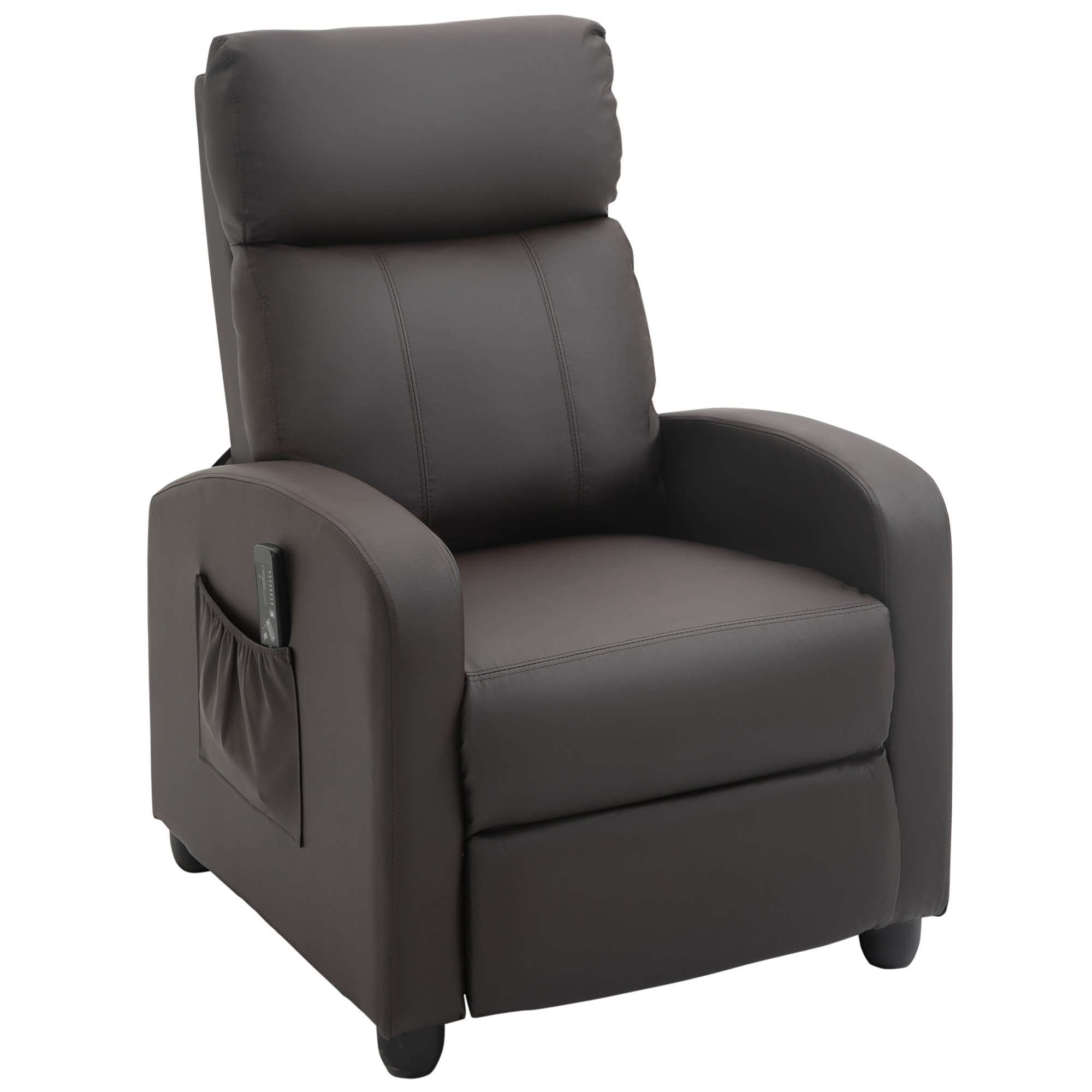 Recliner Sofa Chair PU Leather Massage Armcair w/ Footrest and Remote Control for Living Room, Bedroom, Home Theater, Brown