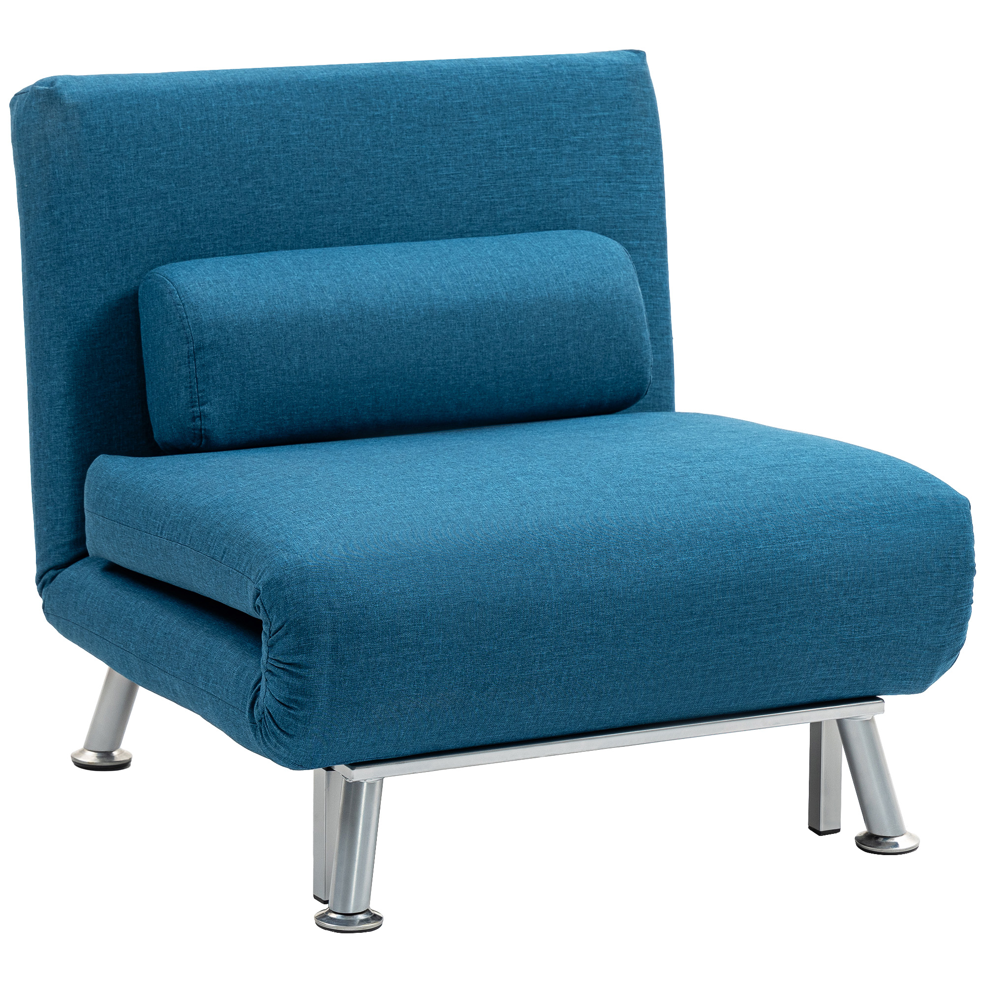 Single Sofa Bed - 1 Person Sleeper Foldable Lounge with Pillow Blue 75cm