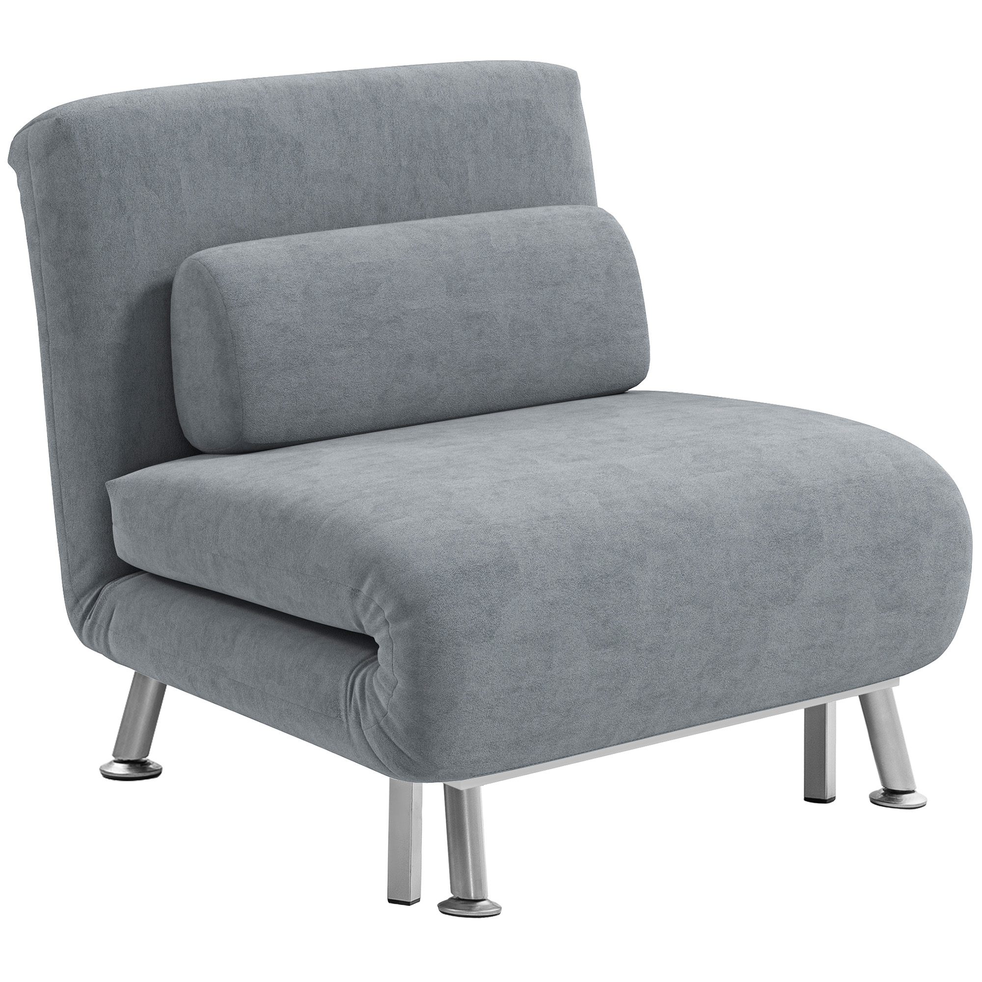 HERON Single Velvet-Feel Sleeper Chair - Grey