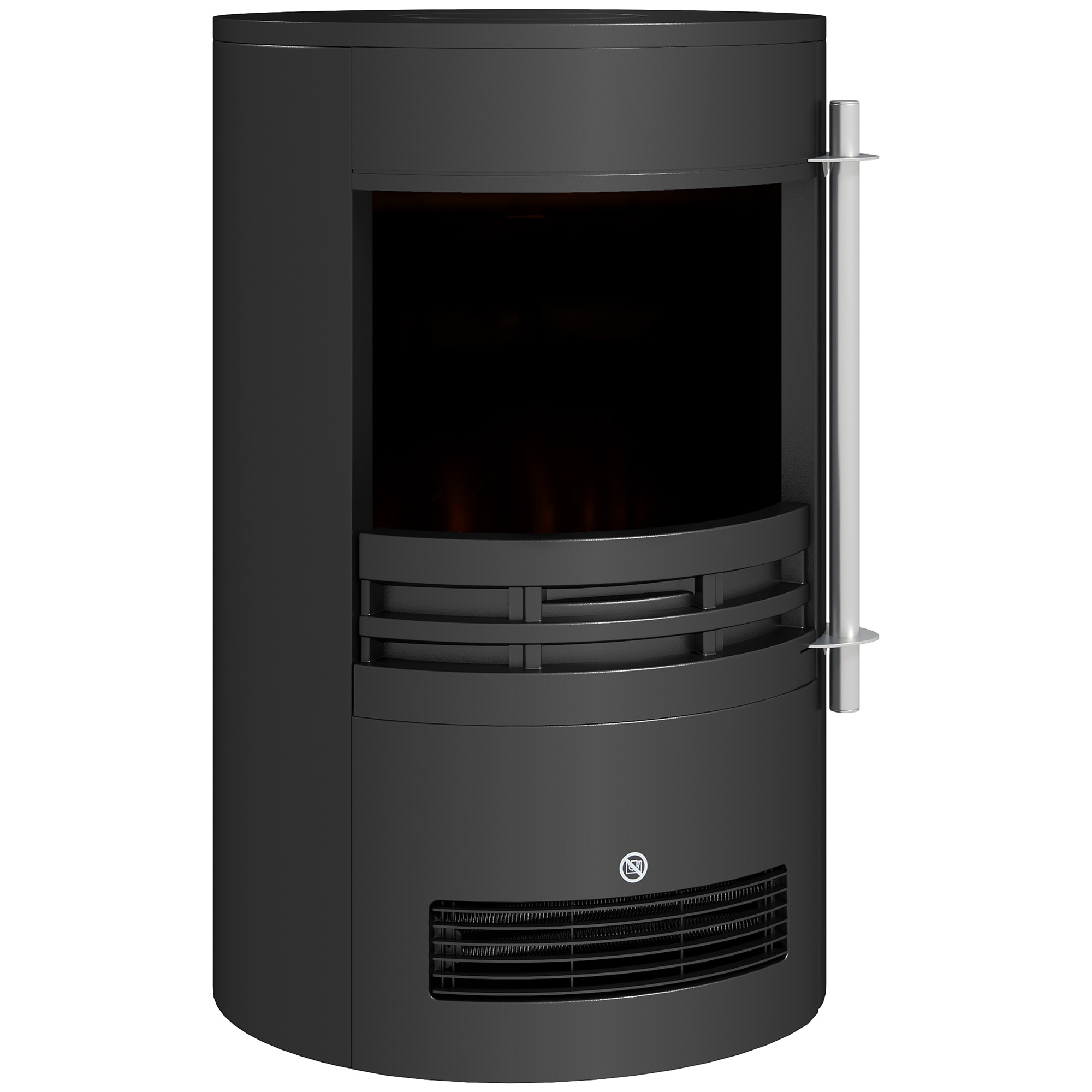 1000/2000W Freestanding Electric Fireplace, Indoor Heater Fire Stove with Log Burner Effect Flame, Thermostat Control