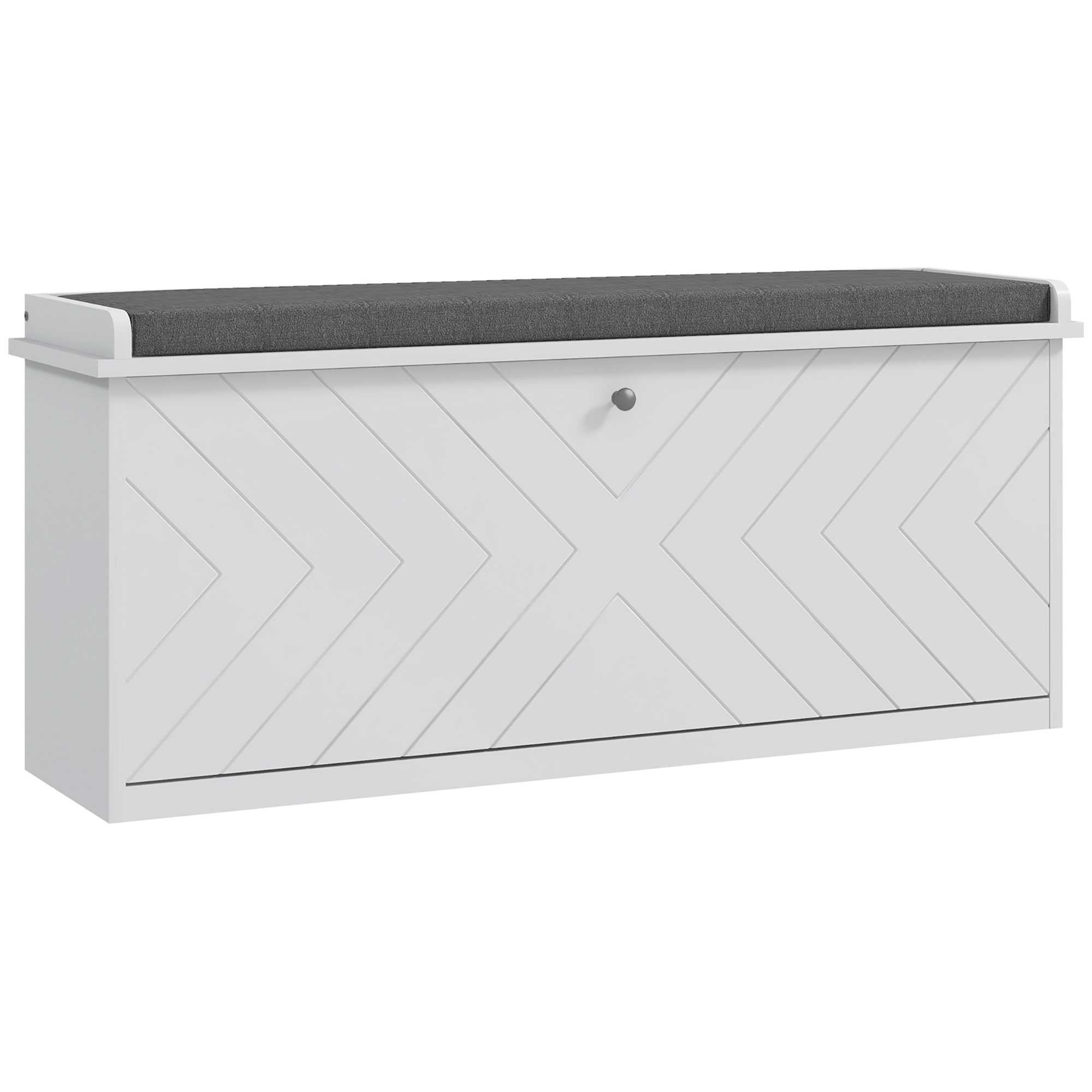 Scott Upholstered Hallway Bench with Flip Drawer - White