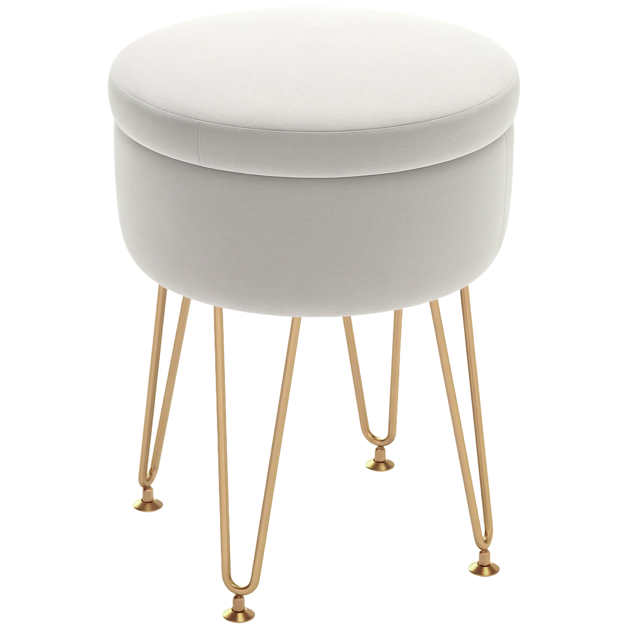 HERON 5L Velvet-Feel Storage Ottoman - Cream White