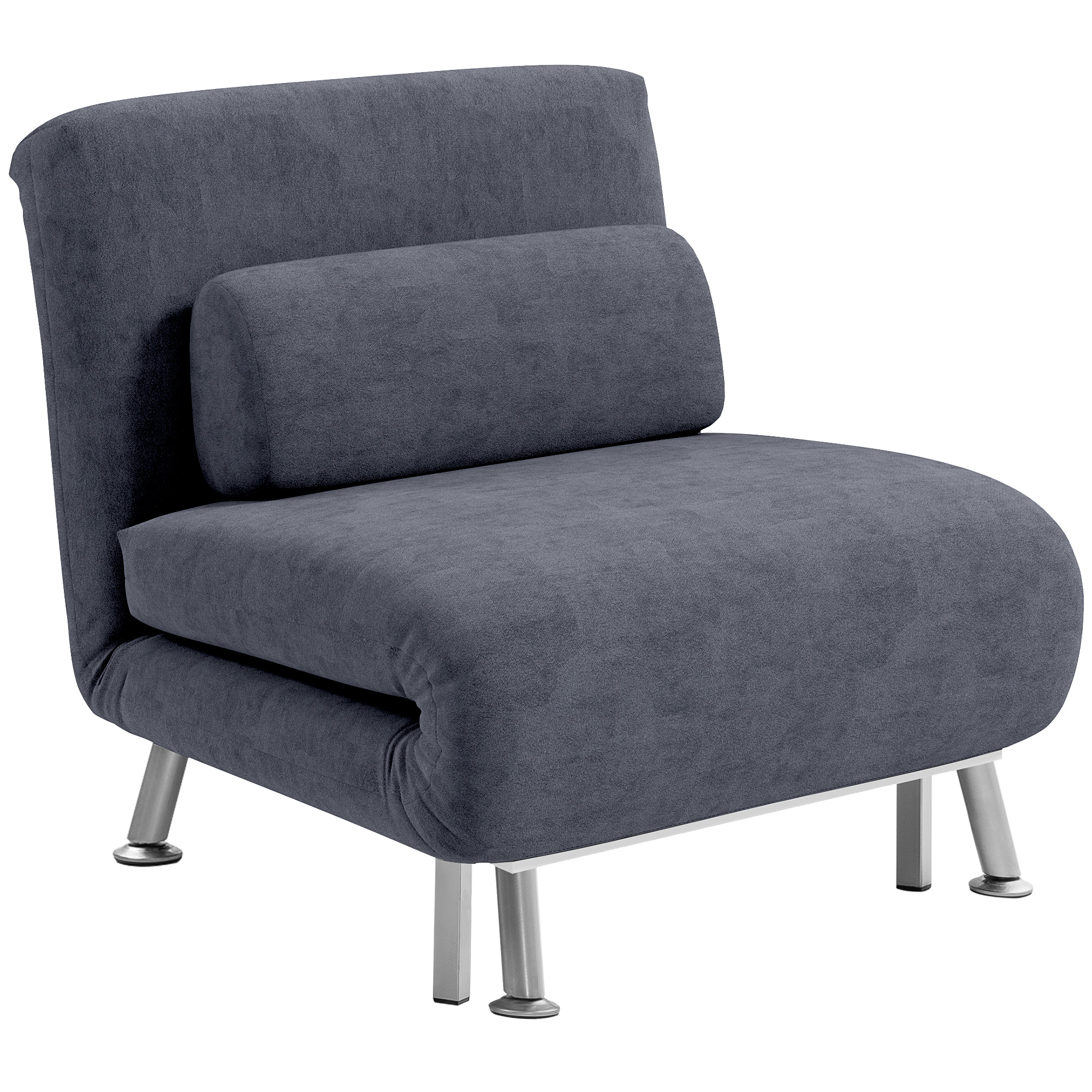 Single Sofa Bed - Velvet-Feel Sleeper Chair Dark Grey 75cm