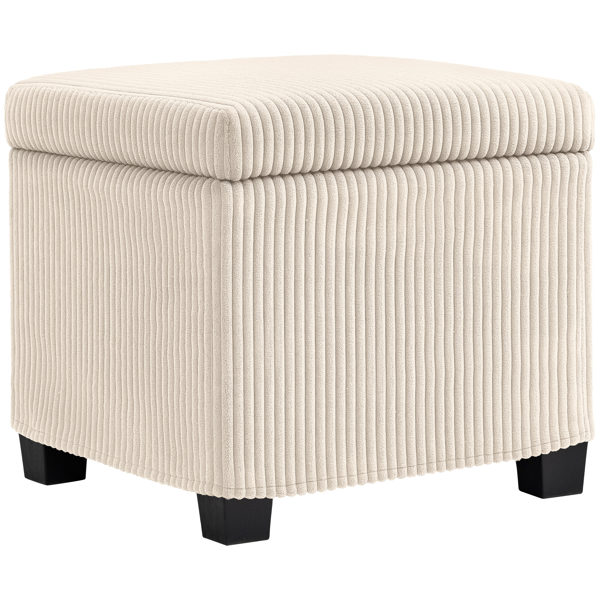 HERON Storage Ottoman Bench, Corduroy Footstool with Removable Lid and Legs, 40cm Storage Chest Box for Living Room, Bedroom, Hallway, Beige