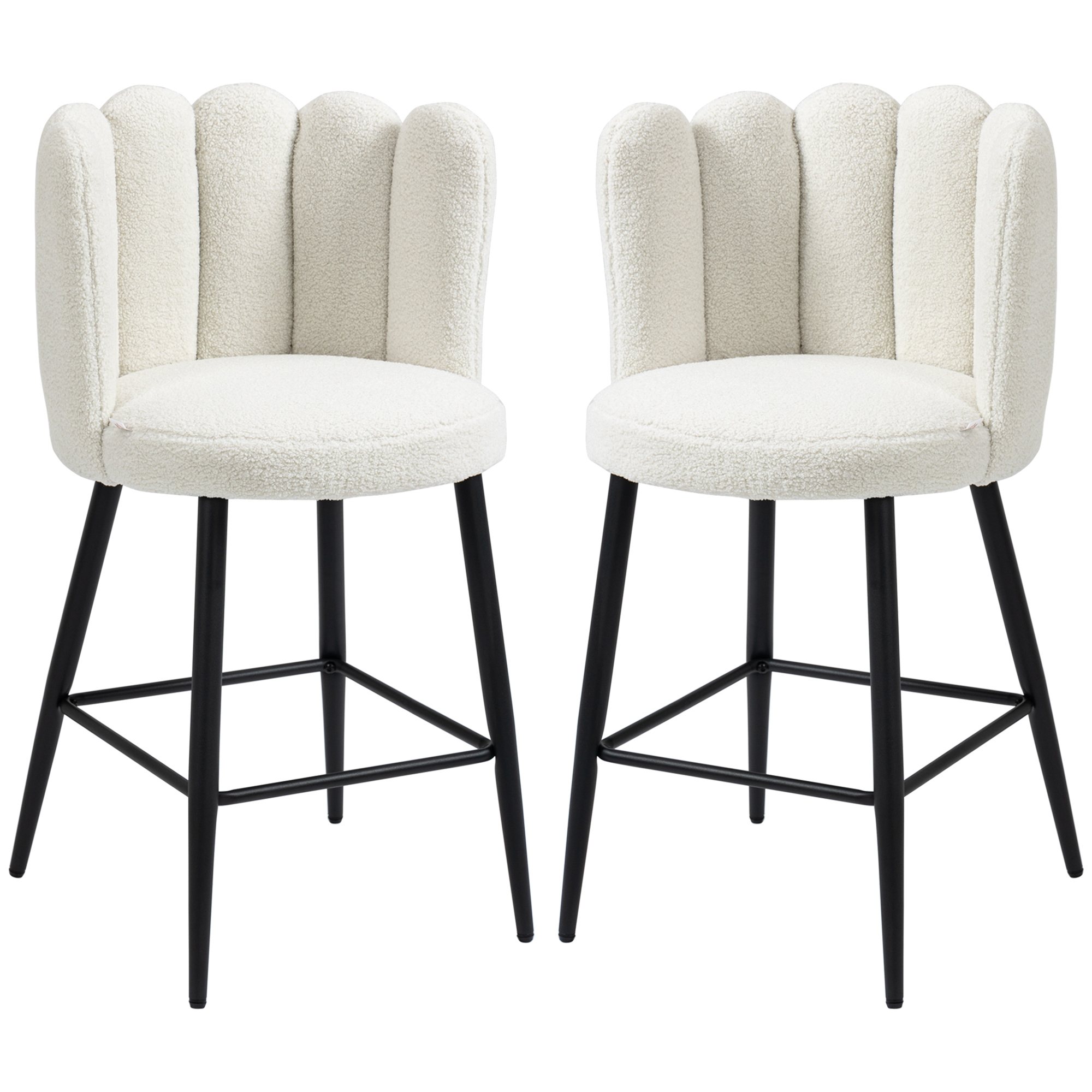 Scott Set of 2 Faux Cashmere Breakfast Bar Chairs - Cream