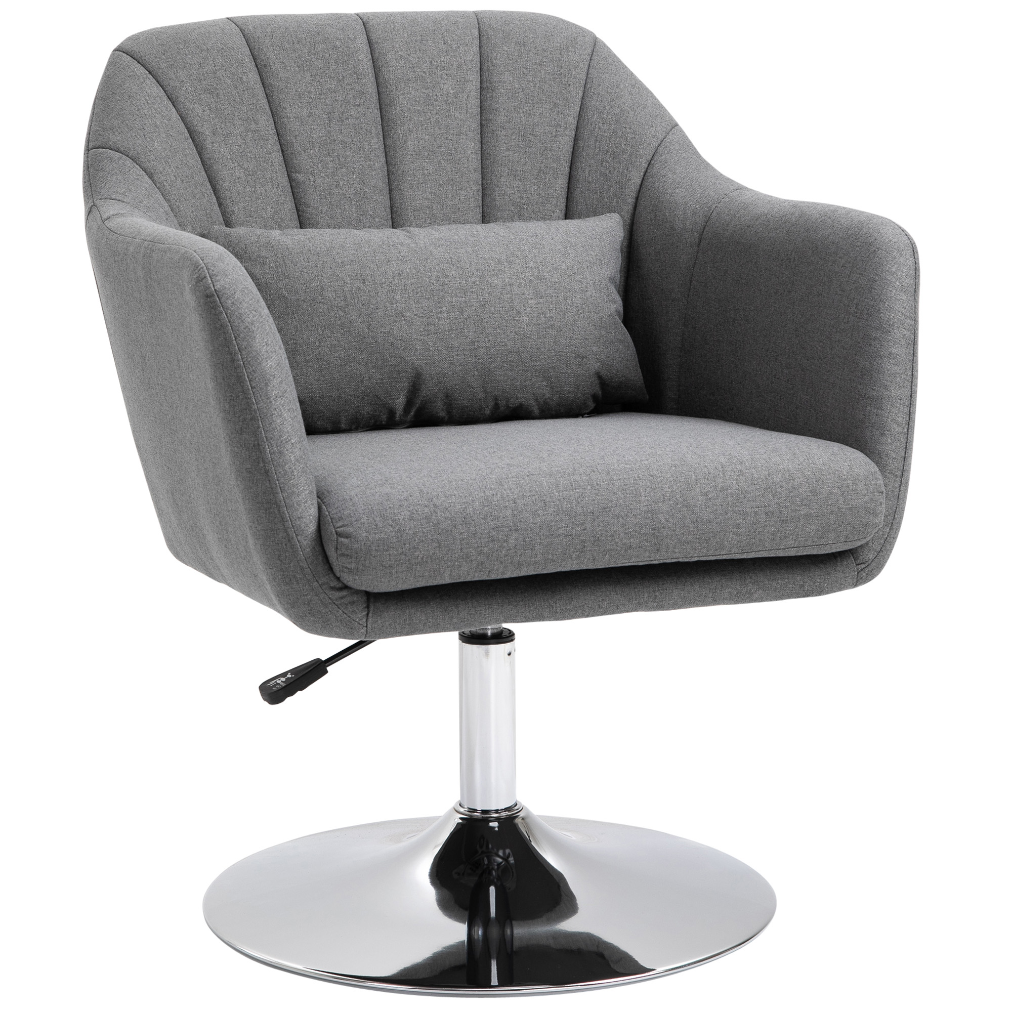 Swivel Accent Chair Contemporary Vanity Armchair with Adjustable Height Thick Cushion Lumbar Support Armrest for Bedroom