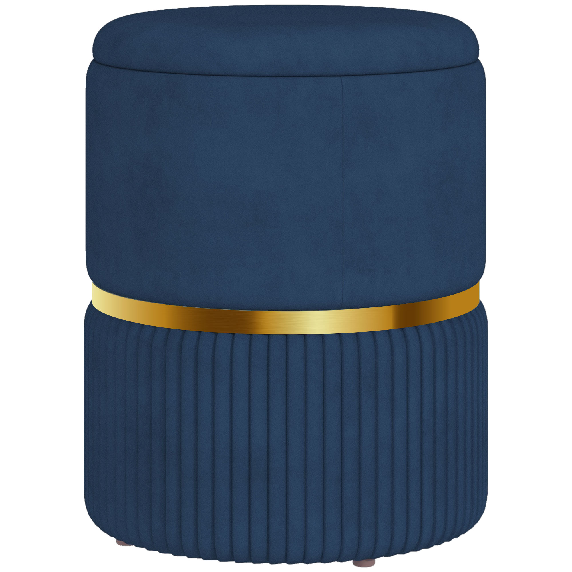 Round Ottoman Stool with Storage, Velvet-feel Fabric Upholstered Pouffe Foot Stool with Padded Seat and Hidden Space