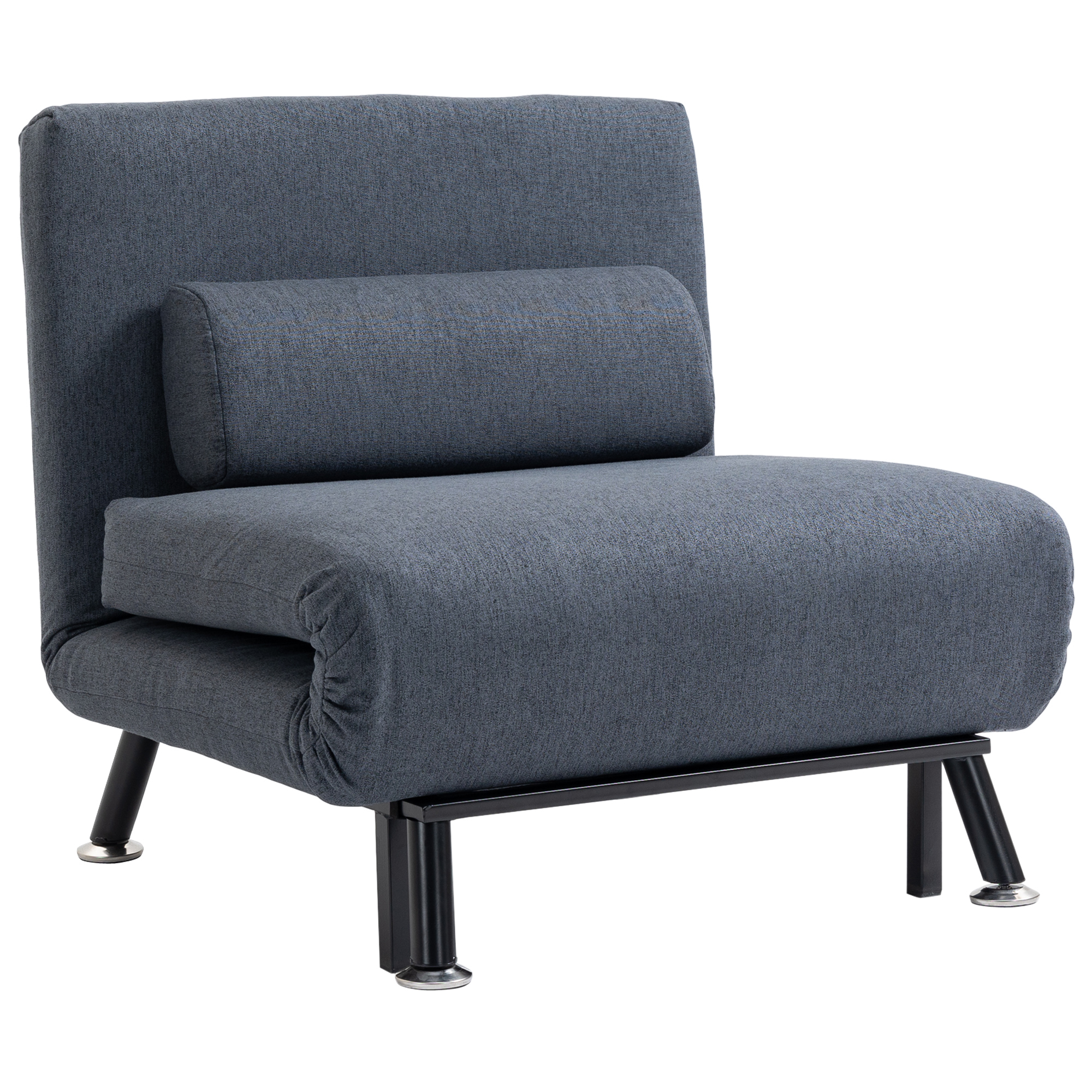 Single Sofa Bed Sleeper Foldable Portable Pillow Lounge Couch Living Room Furniture - Dark Grey