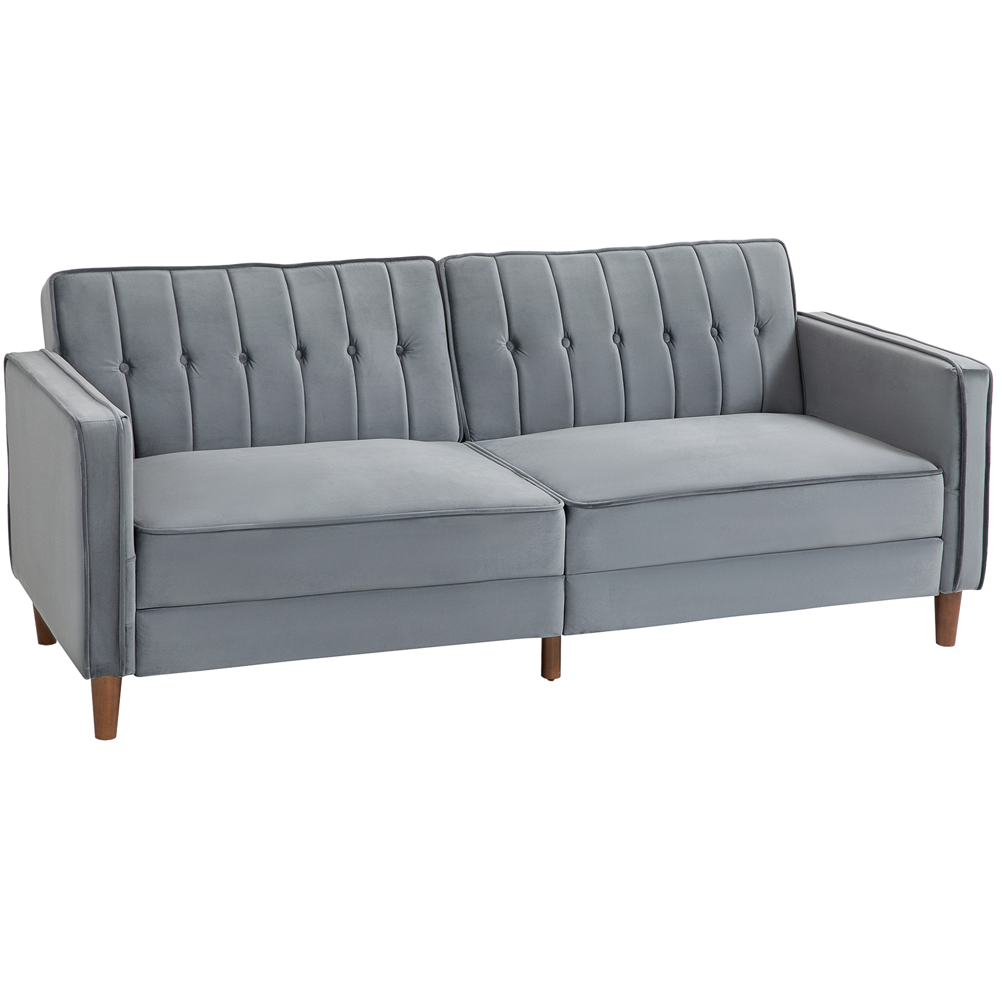 HERON Velvet-Feel Three-Seater Sofa Bed - Dark Grey