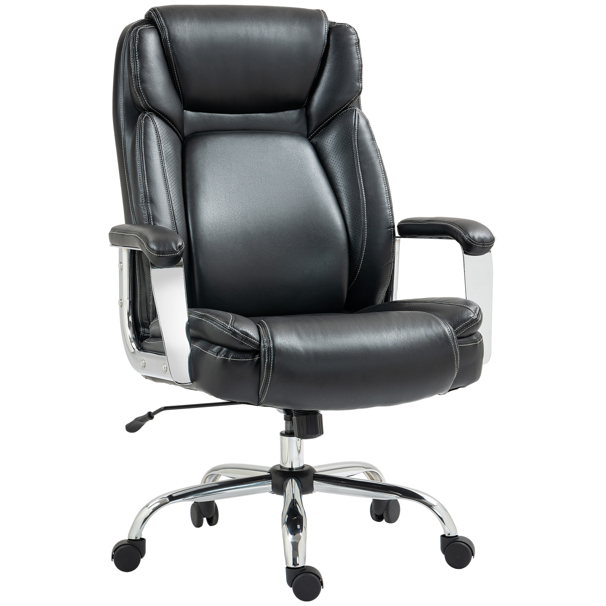 HERON Ergonomic Office Chair, Heavy Duty Faux Leather Desk Chair with Tilt Function, Black
