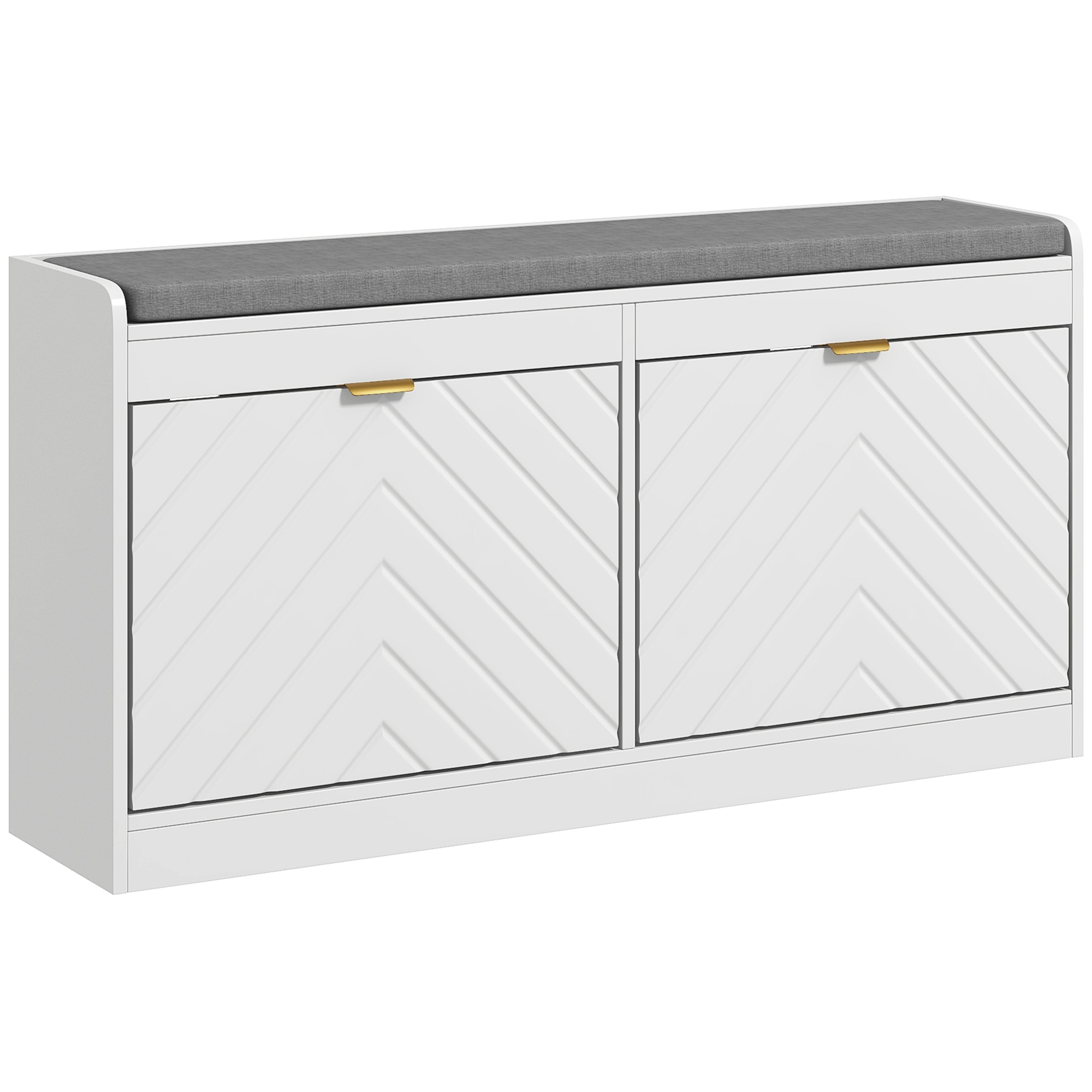 Shoe Storage with Seat, Upholstered Entryway Bench, Shoe Bench with 2 Flip Drawers and 2 Vents for 8 Pairs of Shoes