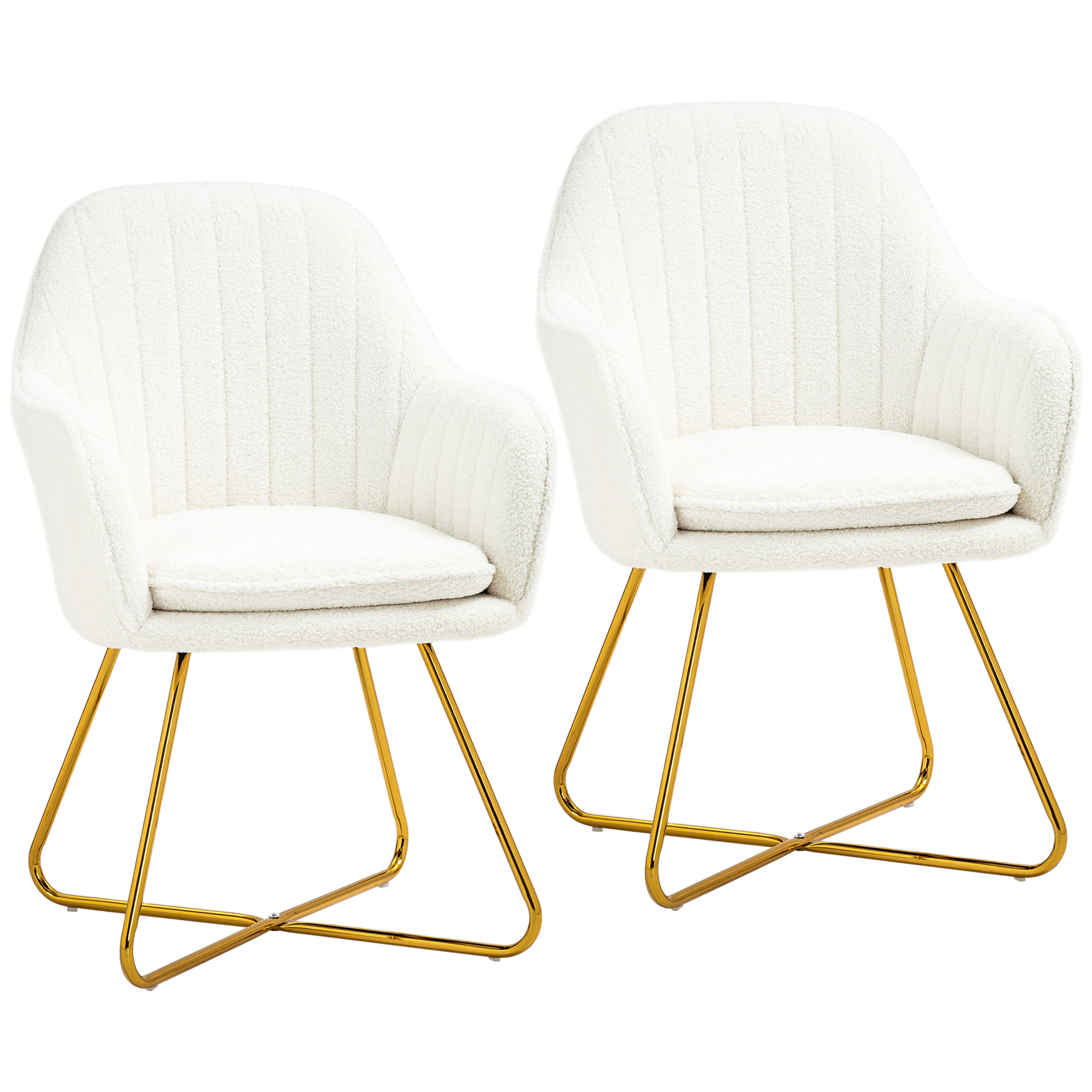 HERON Set of Two Sherpa Fleece Dining Chairs - Cream
