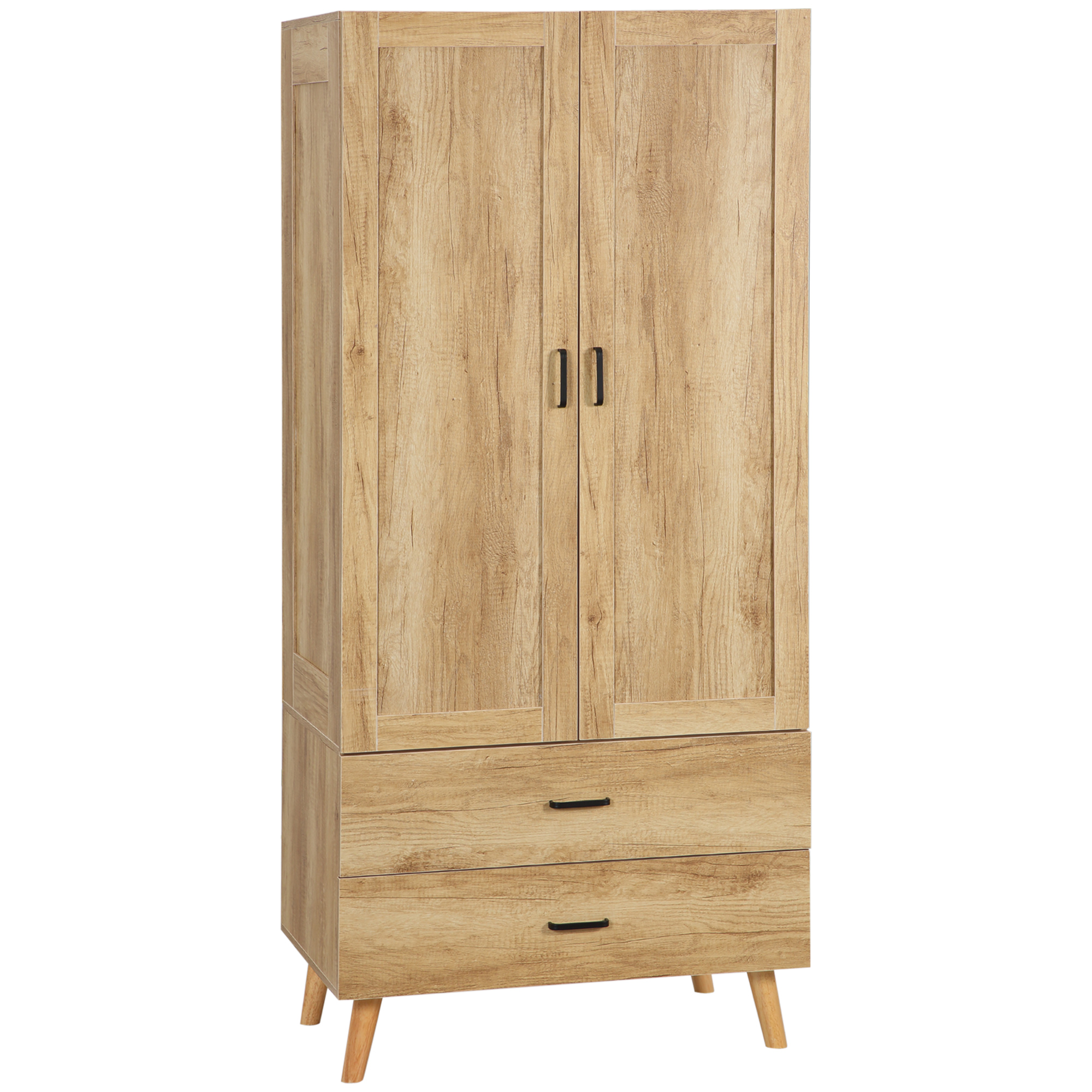 JORBY 2 Door Wardrobe with 2 Drawers Oak - 80cm