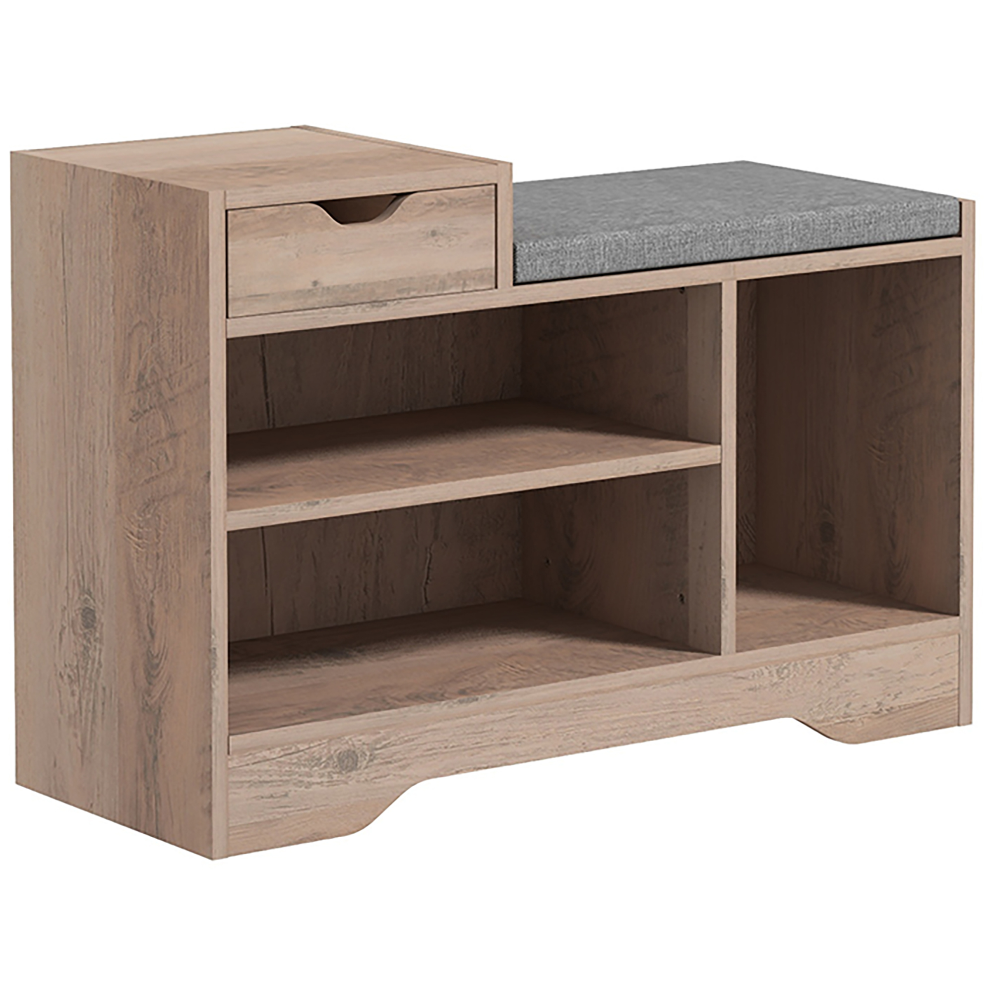 ANWI Shoe Bench with Seat and Multi-Compartment Storage Grey 76.5cm