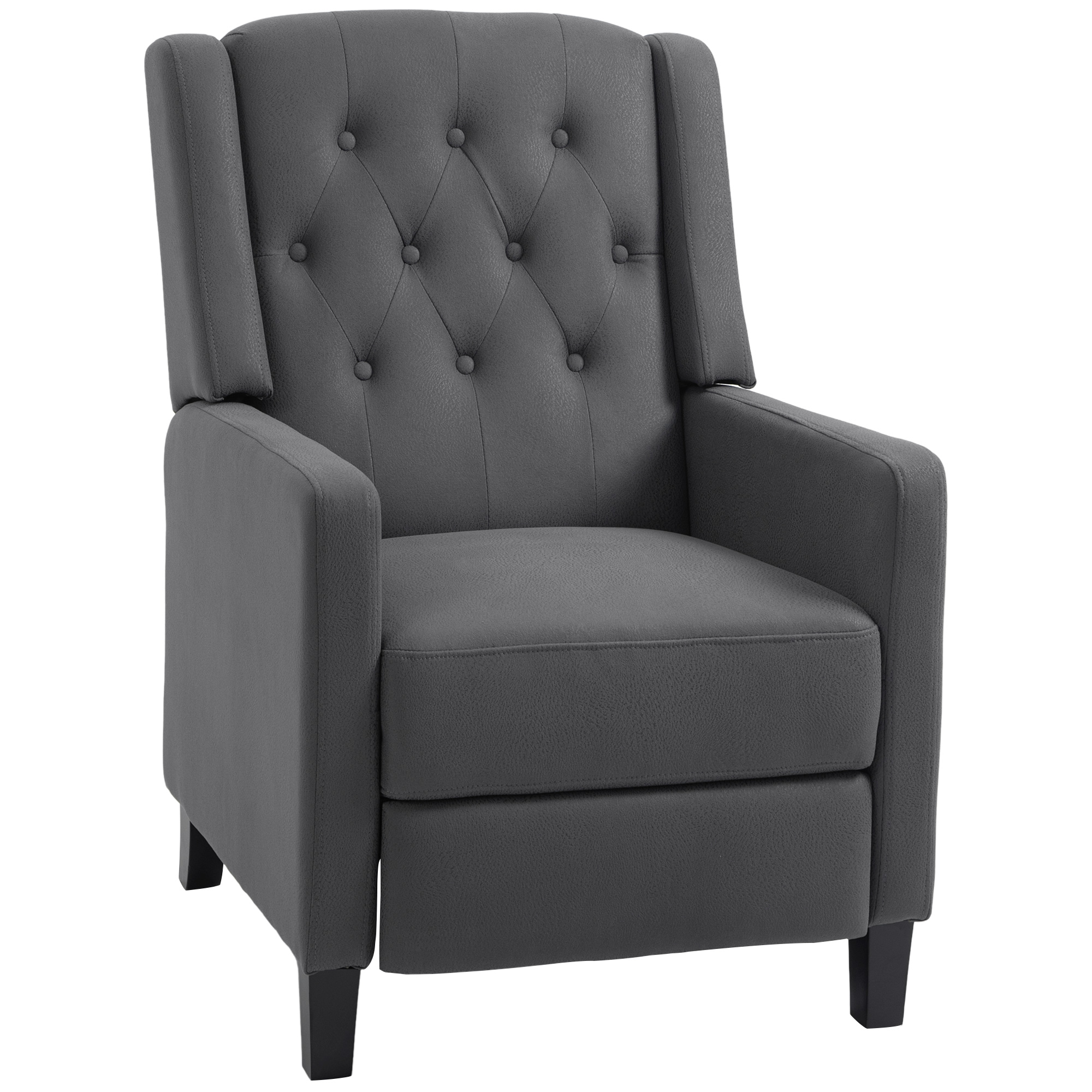 Wingback Recliner Chair with Leg Rest - Deep Grey