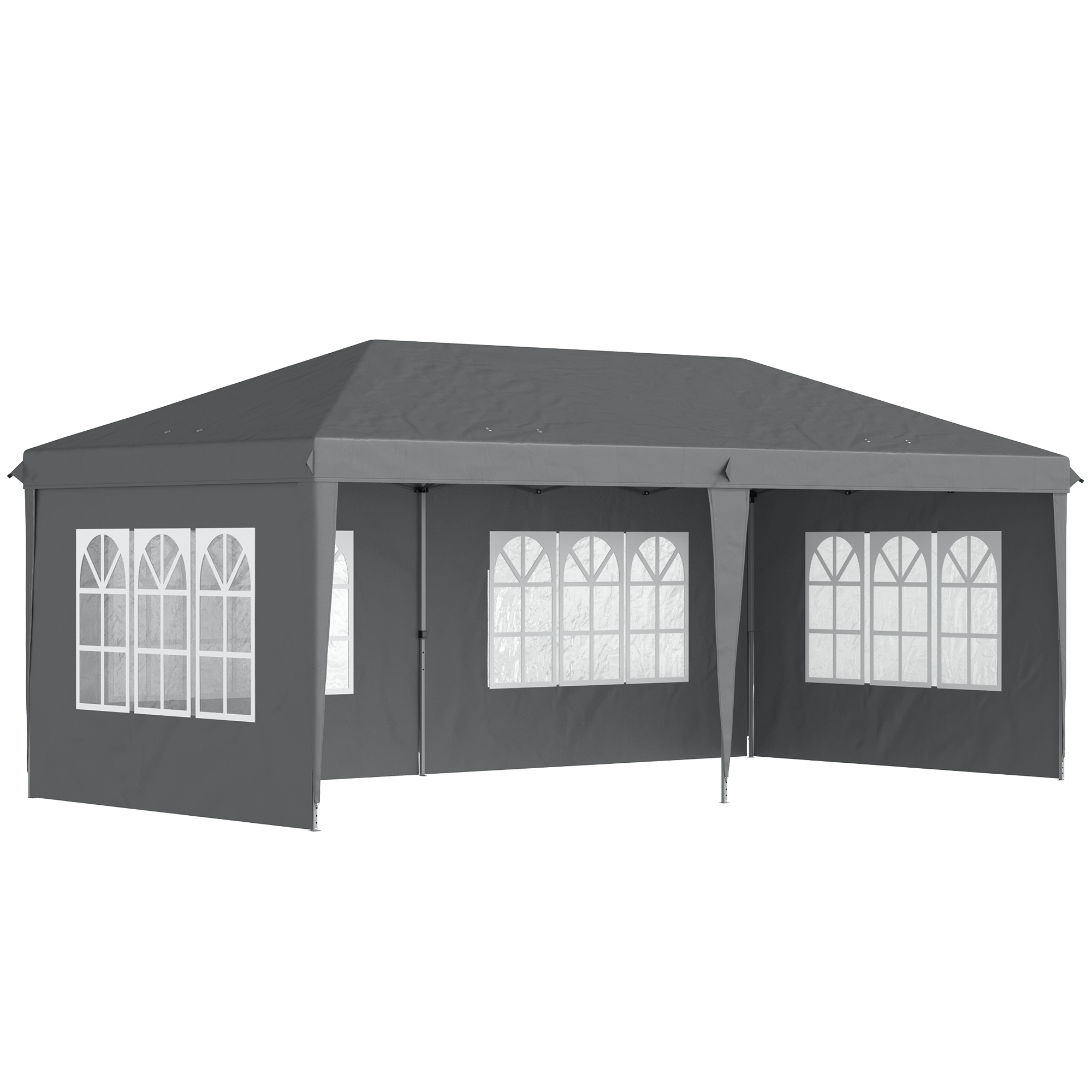 3x6m Pop Up Gazebo with Sidewalls and Storage Bag - Grey